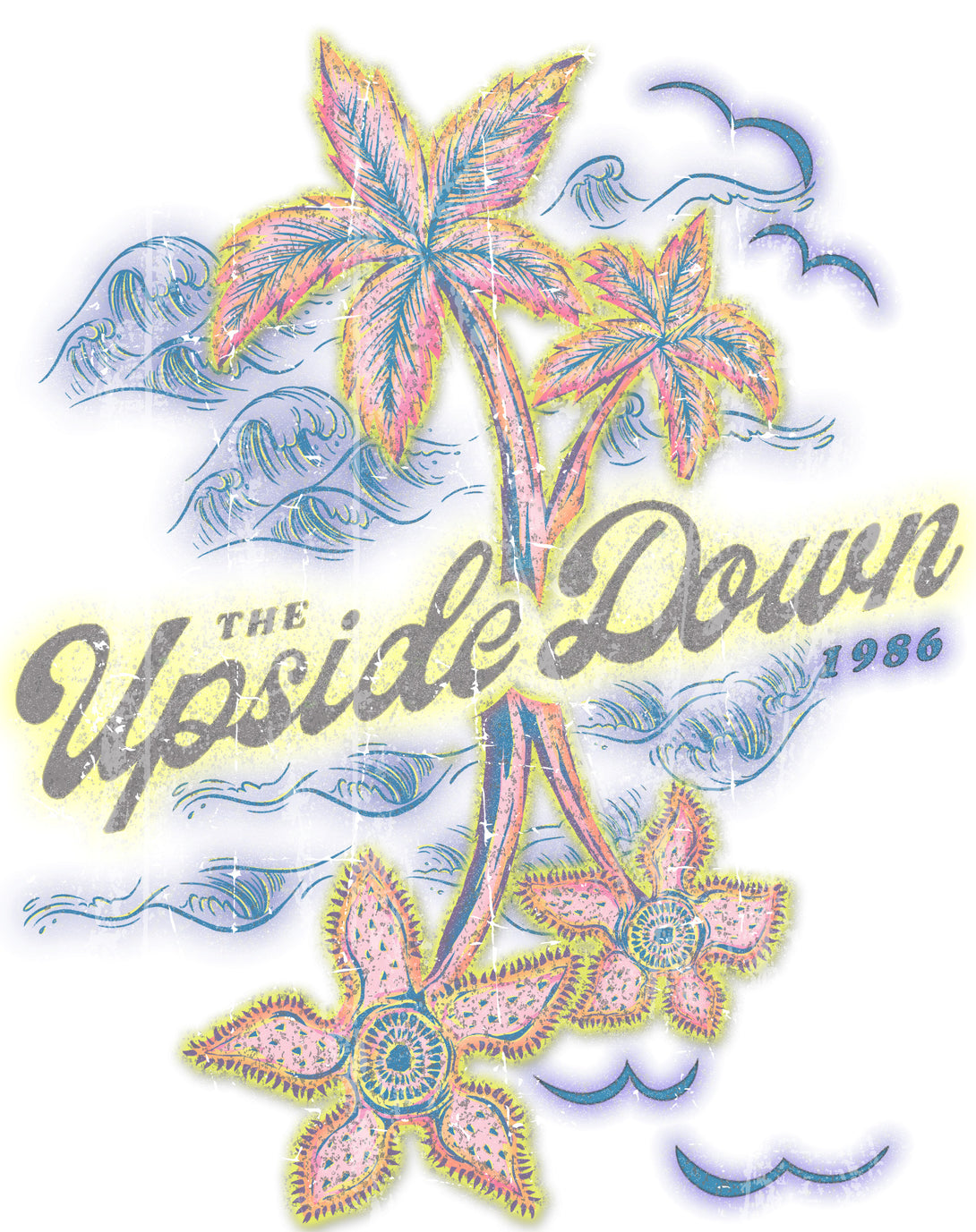 Stranger Things Upside Down Vintage California Official Women's T-Shirt White - Urban Species Design Close Up