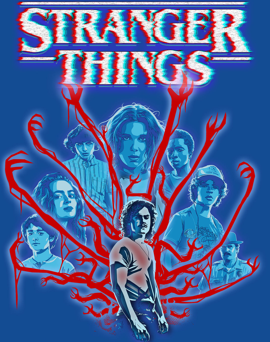 Stranger Things Vines Poster Hive Glitch Official Women's T-Shirt Design Close Up