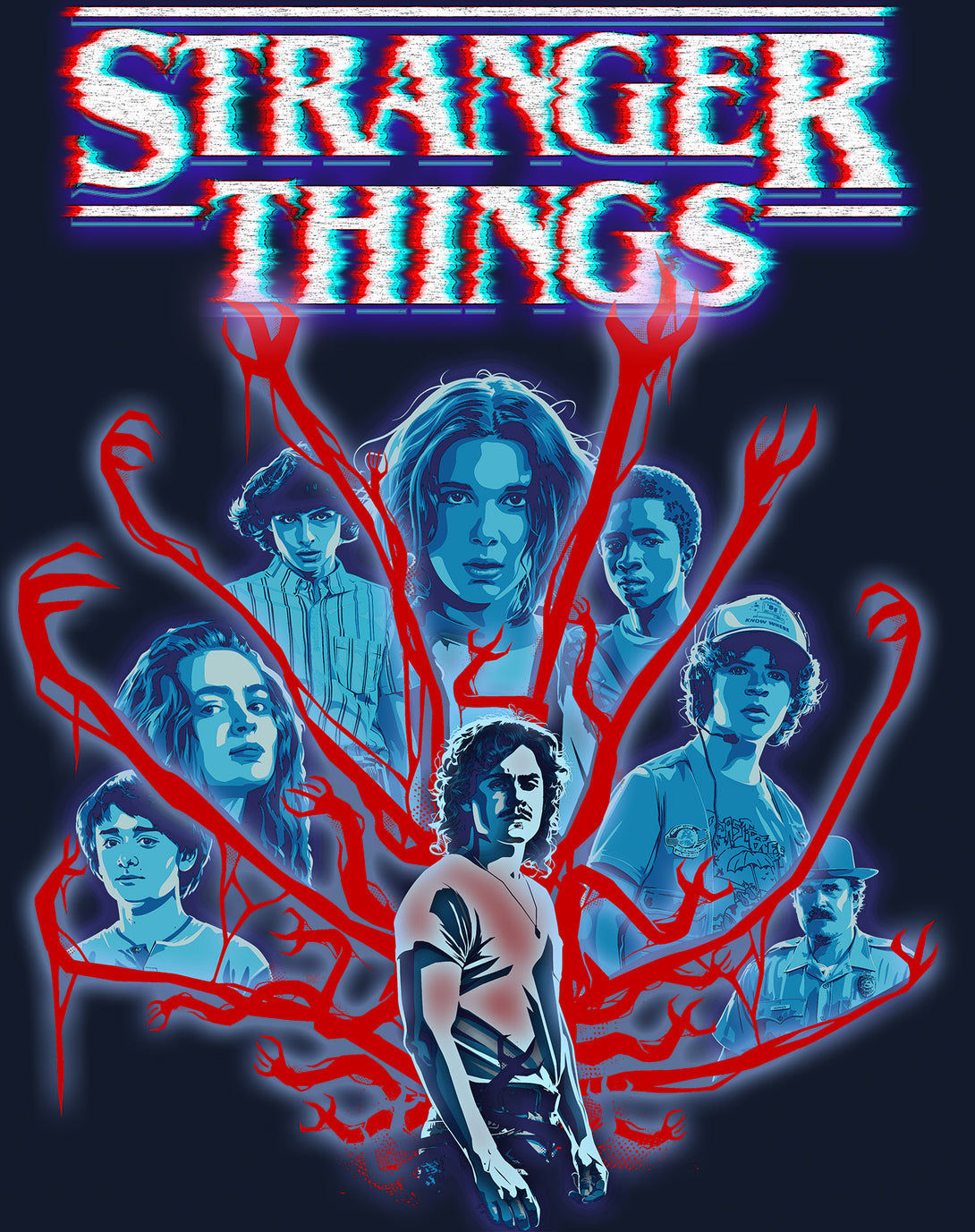 Stranger Things Vines Poster Hive Glitch Official Women's T-Shirt Design Close Up