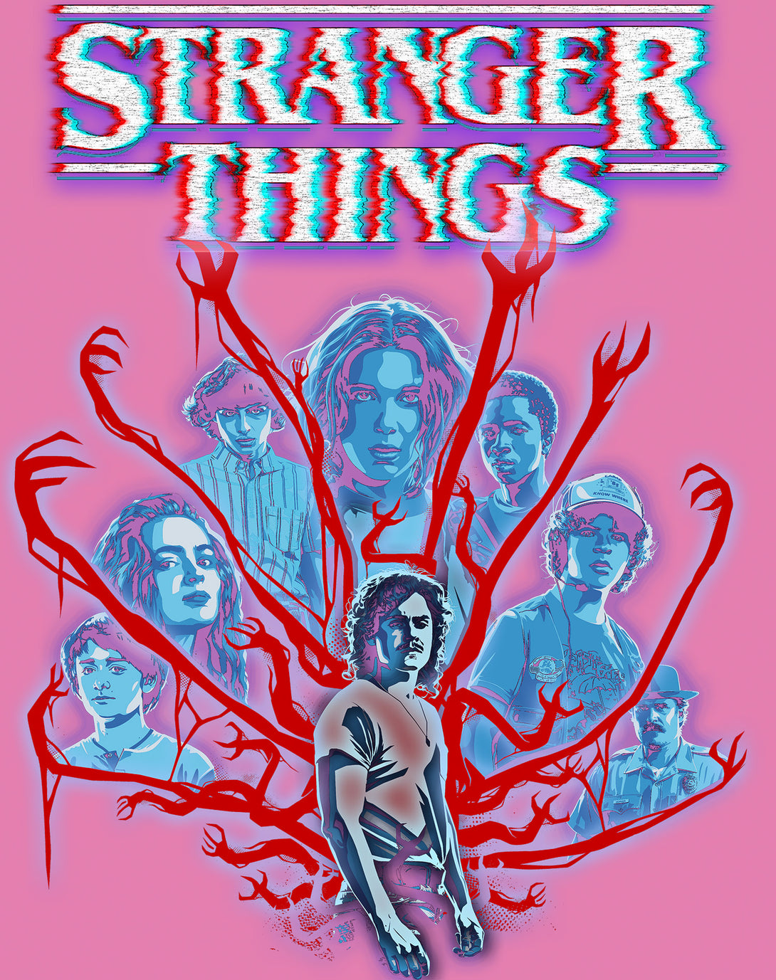 Stranger Things Vines Poster Hive Glitch Official Women's T-Shirt Design Close Up