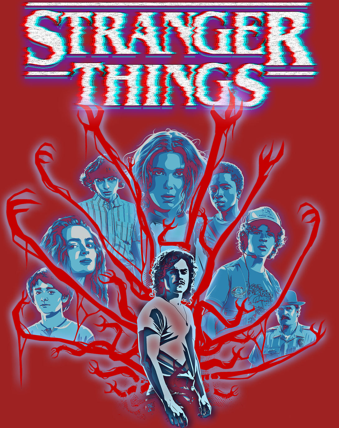 Stranger Things Vines Poster Hive Glitch Official Women's T-Shirt Design Close Up