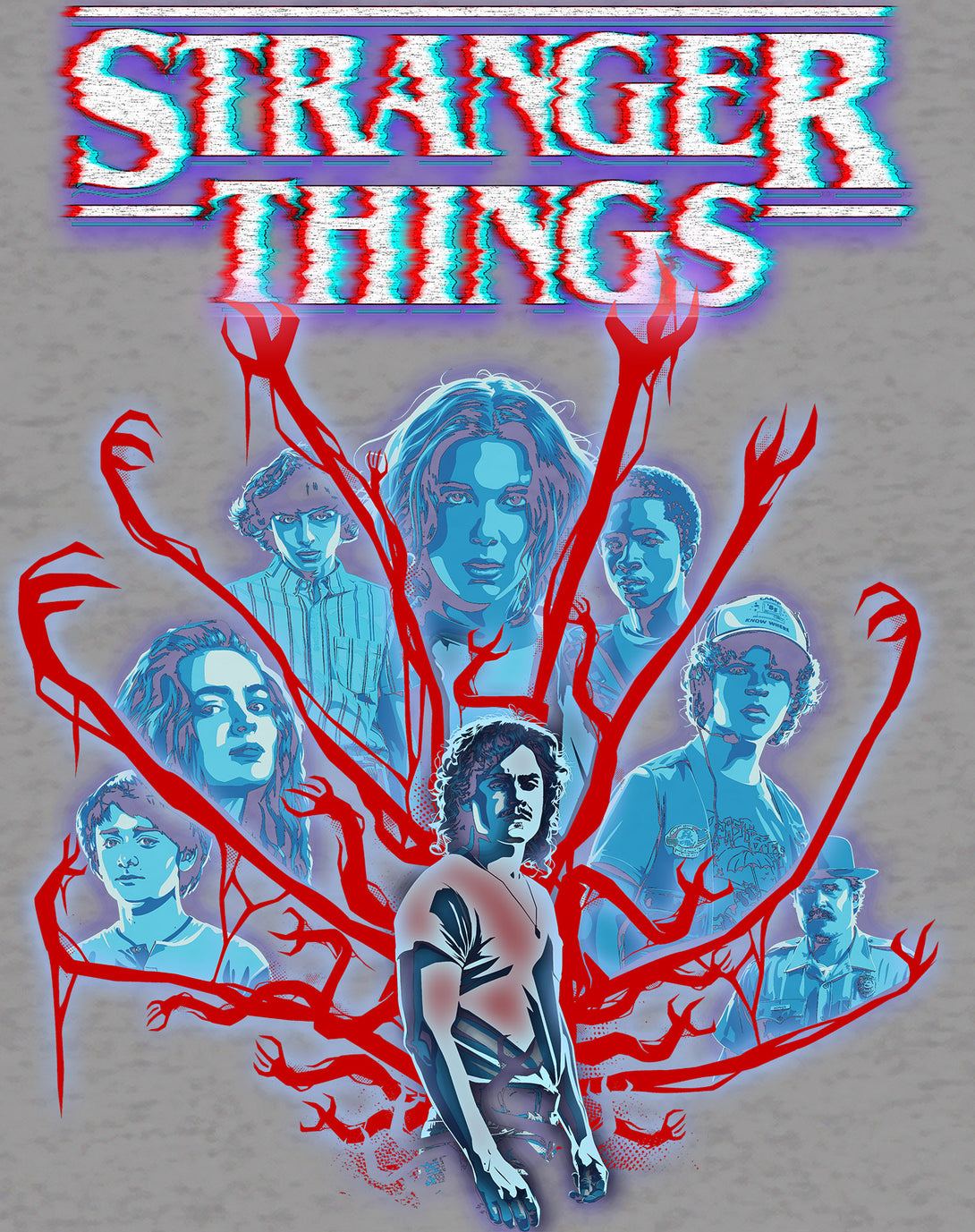 Stranger Things Vines Poster Hive Glitch Official Women's T-Shirt Design Close Up