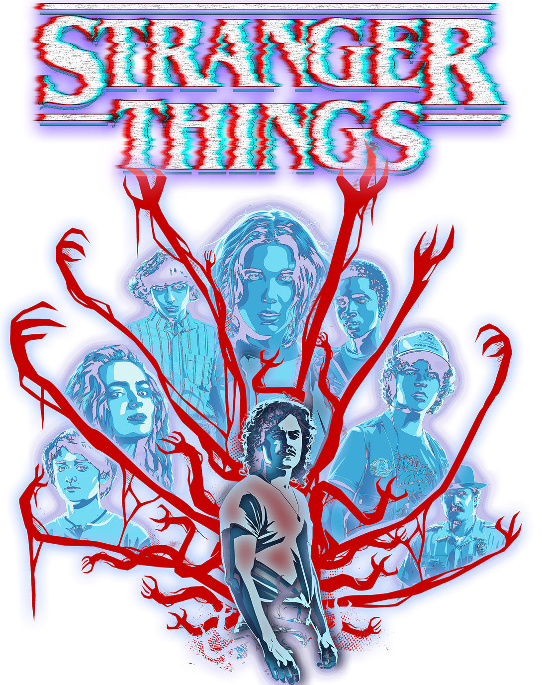 Stranger Things Vines Poster Hive Glitch Official Women's T-Shirt Design Close Up