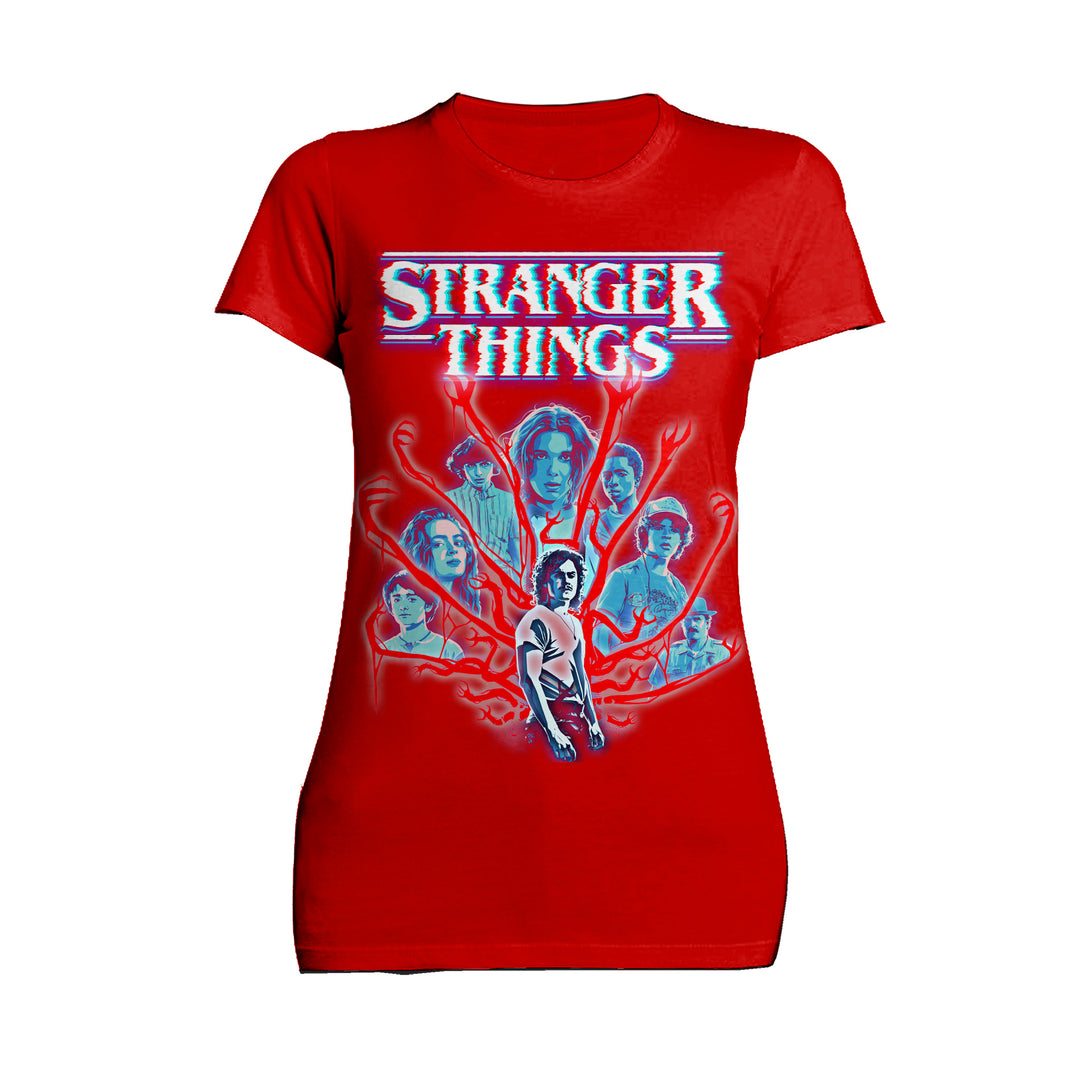 Stranger Things Vines Poster Hive Glitch Official Women's T-Shirt Red - Urban Species