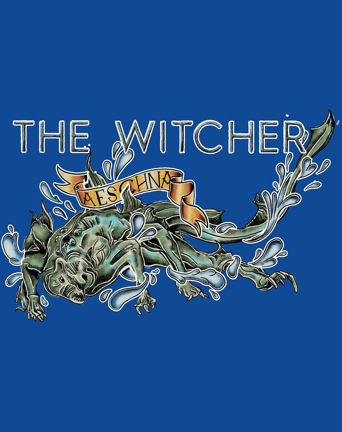 The Witcher Book of Beasts Aeschna Official Women's T-Shirt Blue - Urban Species Design Close Up