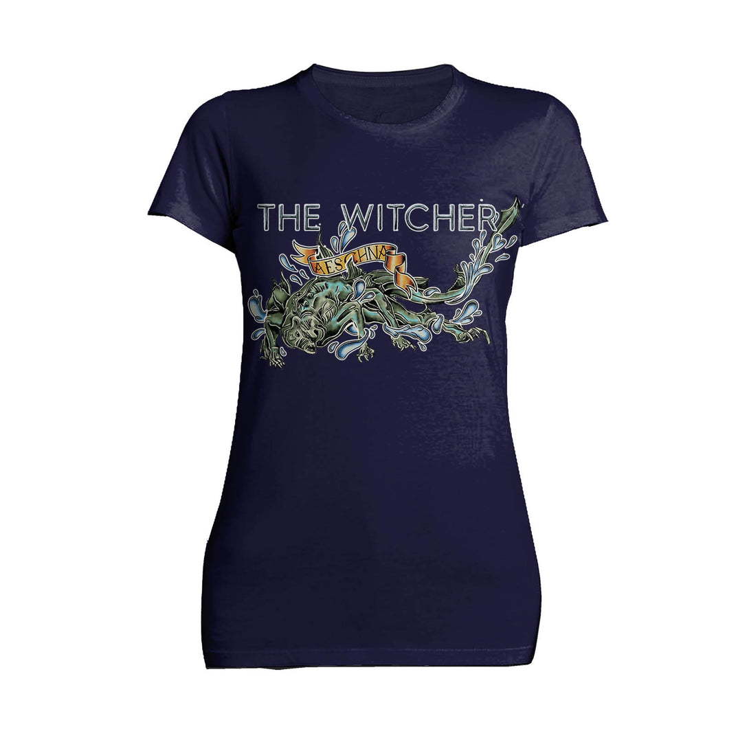 The Witcher Book of Beasts Aeschna Official Women's T-Shirt Navy - Urban Species