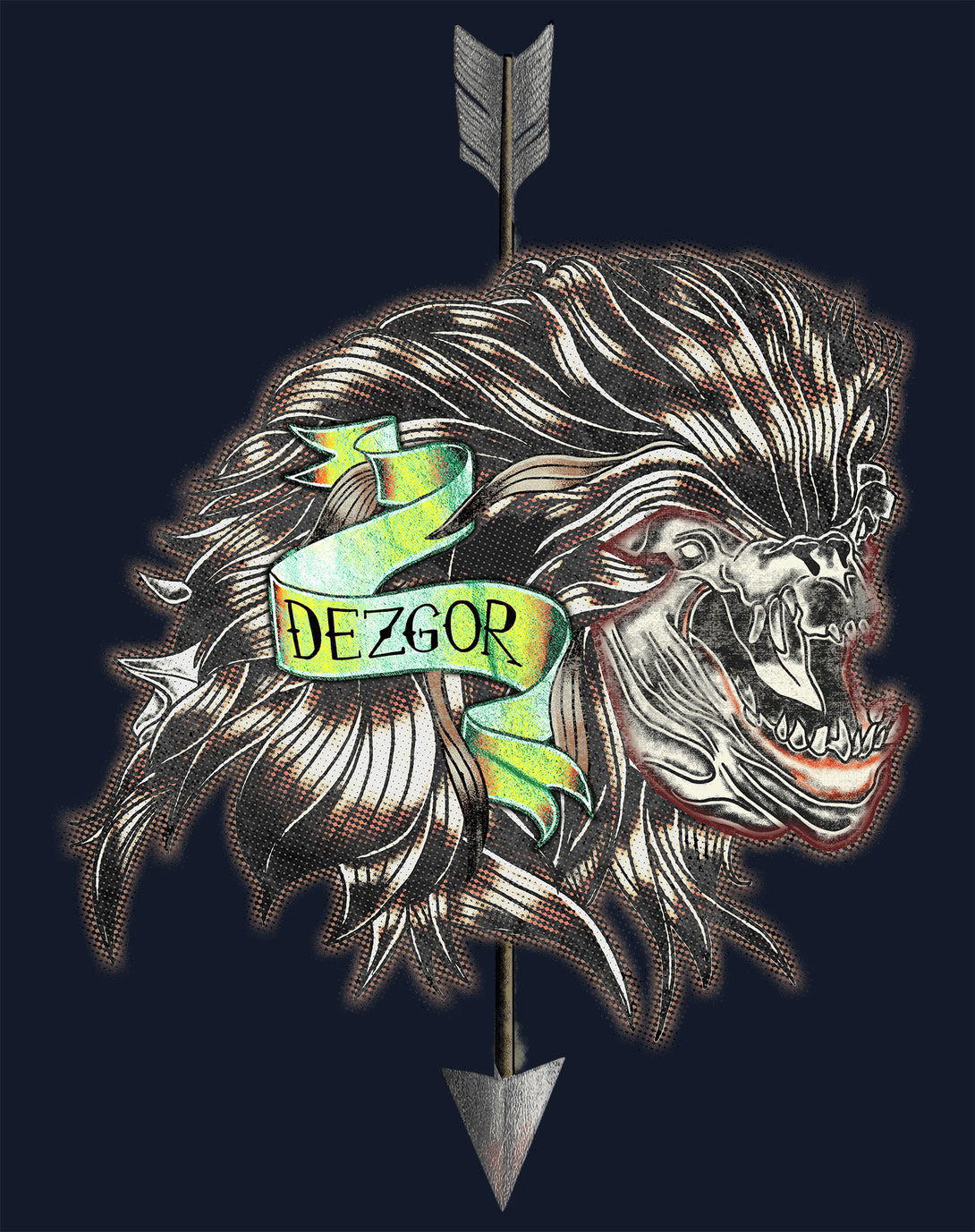 The Witcher Book of Beasts Dezgor Official Men's T-Shirt Navy - Urban Species Design Close Up