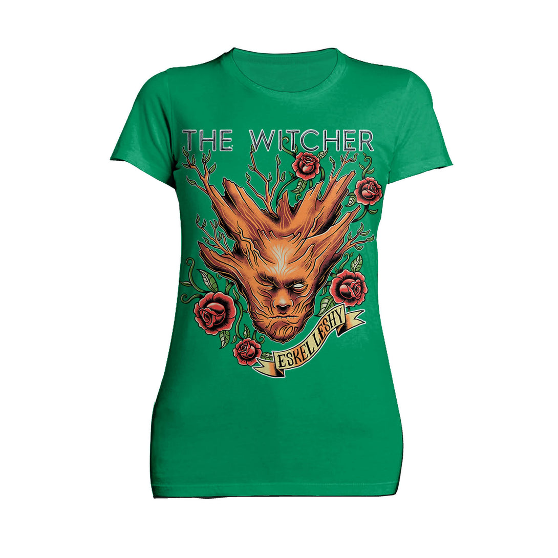 The Witcher Book of Beasts Eskel Leshy Official Women's T-Shirt Green - Urban Species