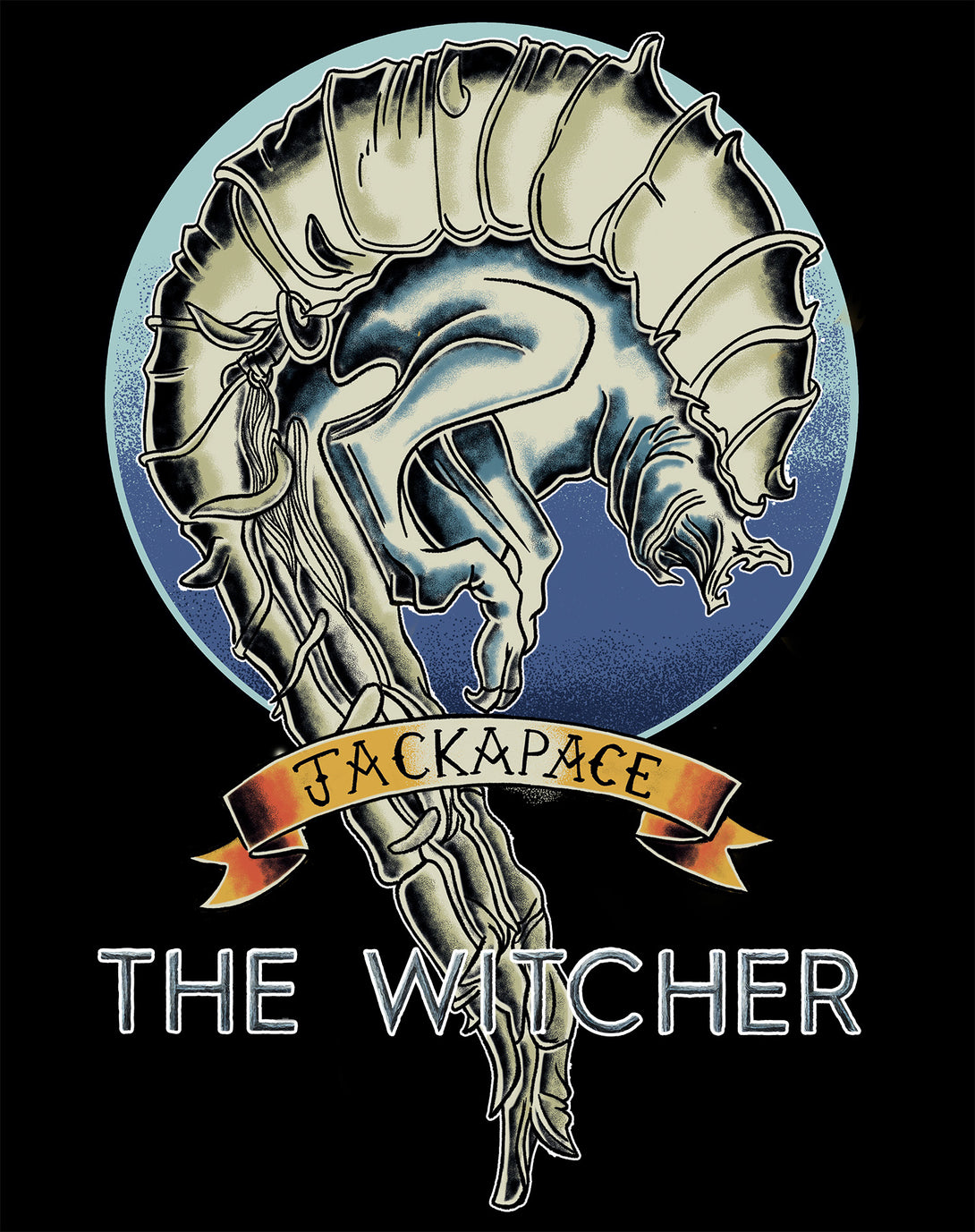 The Witcher Book of Beasts Jackapace Official Women's T-Shirt Black - Urban Species Design Close Up