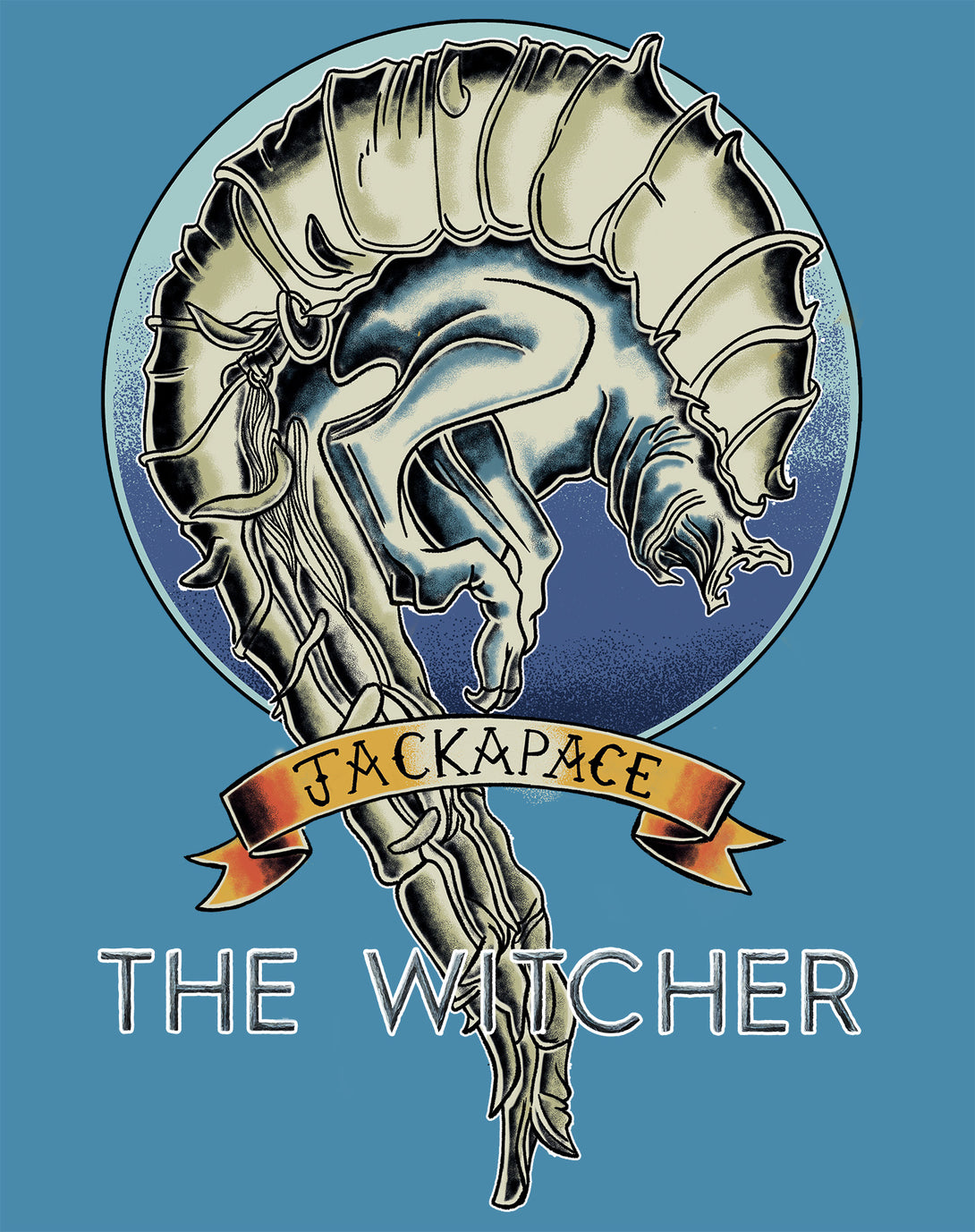 The Witcher Book of Beasts Jackapace Official Women's T-Shirt Turquoise - Urban Species Design Close Up