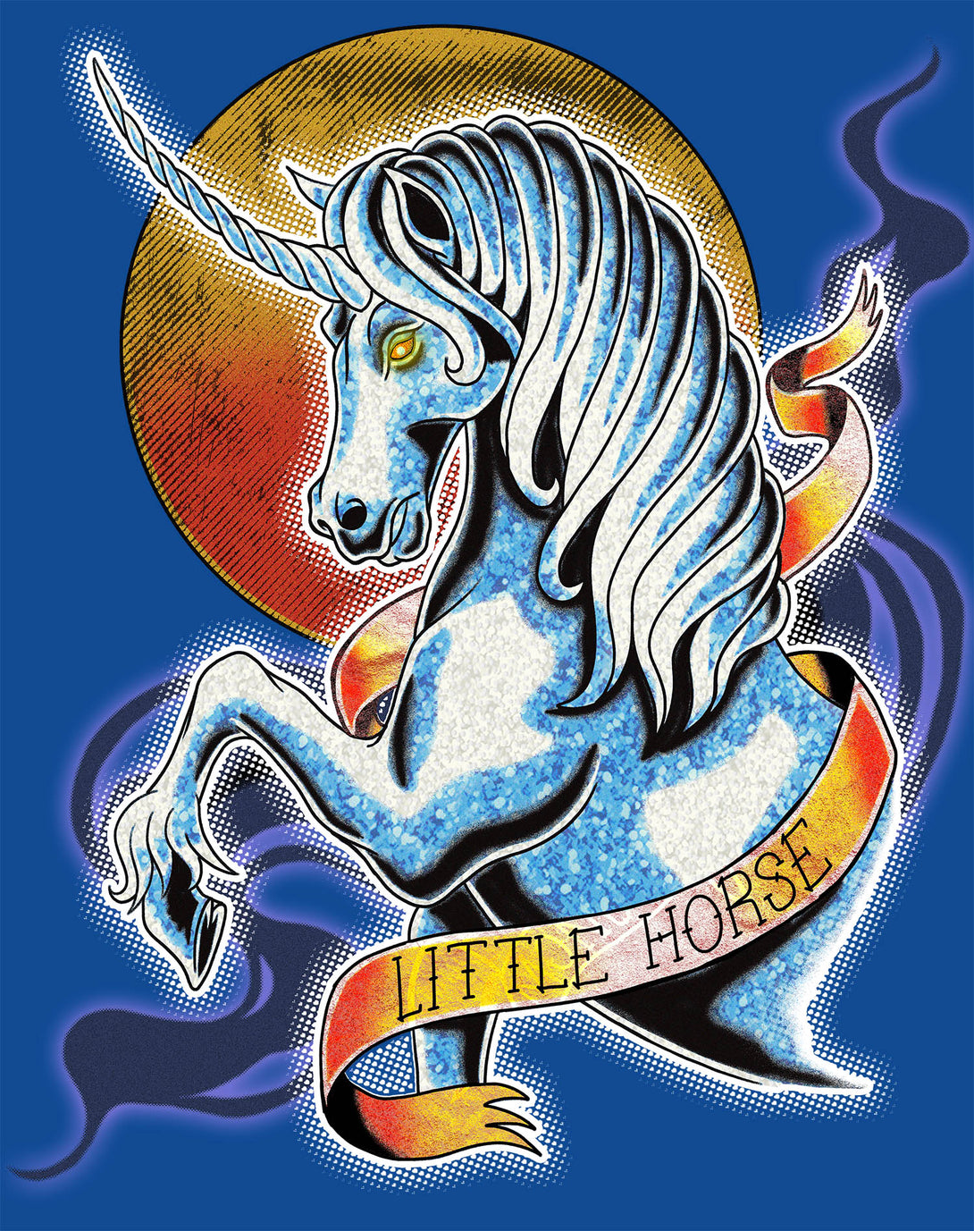 The Witcher Book of Beasts Little Horse Official Men's T-Shirt Blue - Urban Species Design Close Up