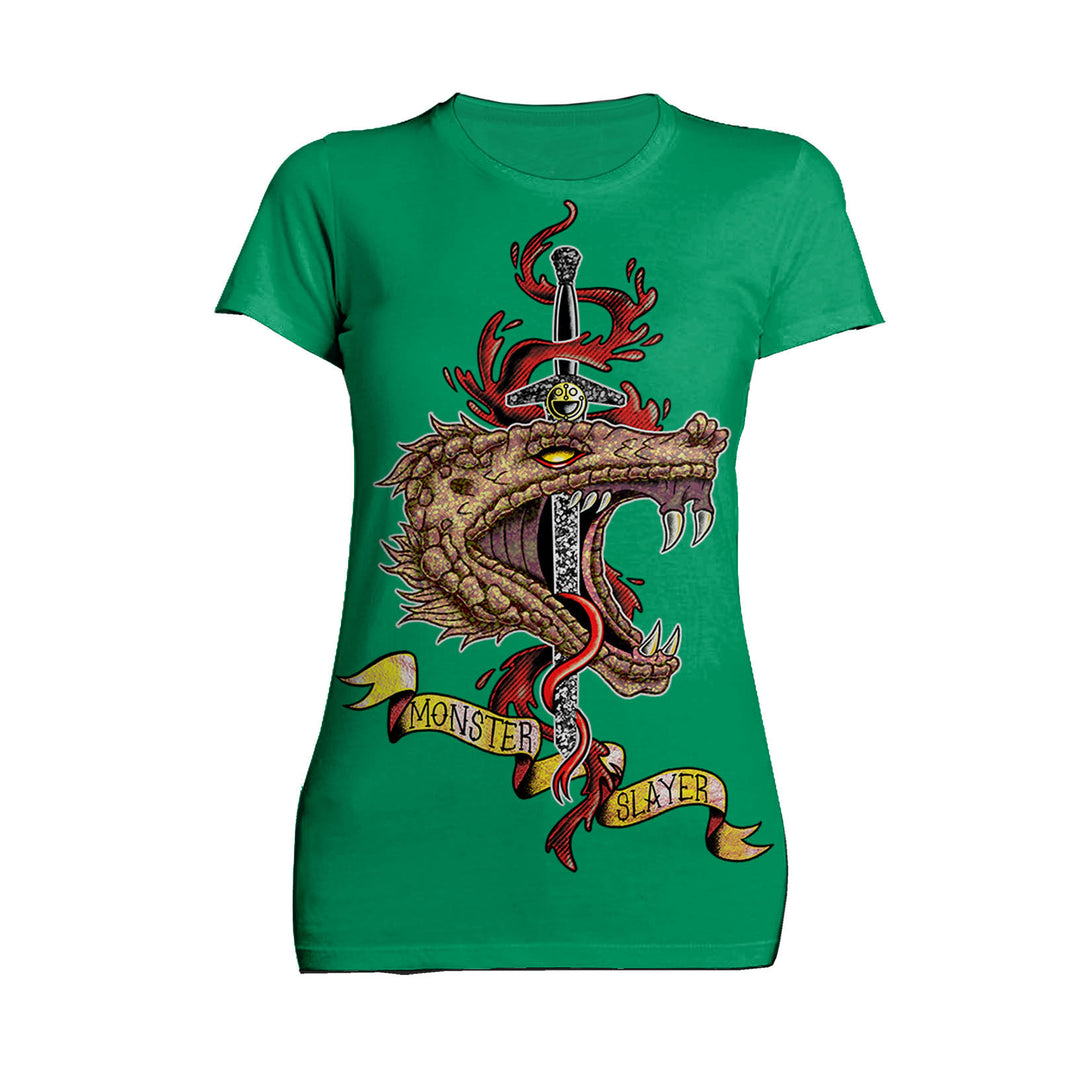 The Witcher Book of Beasts Monster Official Women's T-Shirt Green - Urban Species