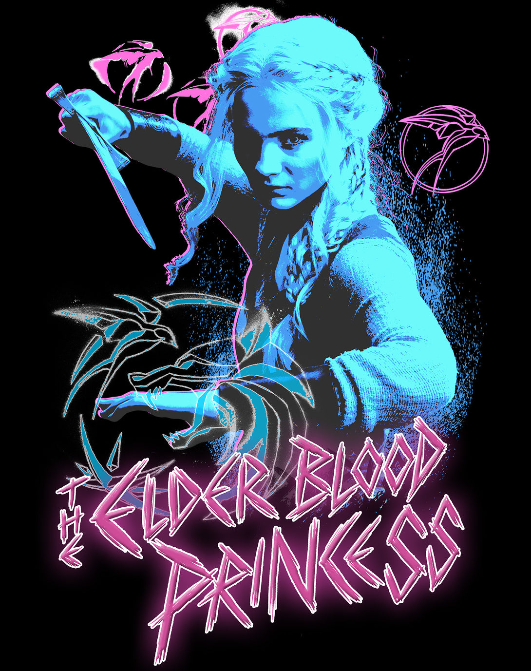 The Witcher Ciri Elder Blood Princess Official Sweatshirt Black - Urban Species Design Close Up