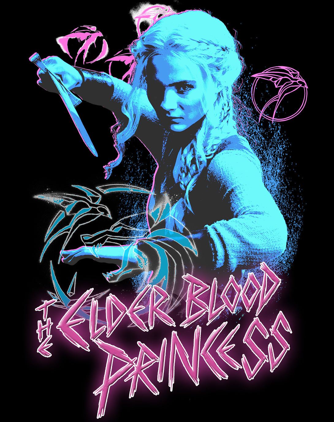 The Witcher Ciri Elder Blood Princess Official Women's T-Shirt Black - Urban Species Design Close Up