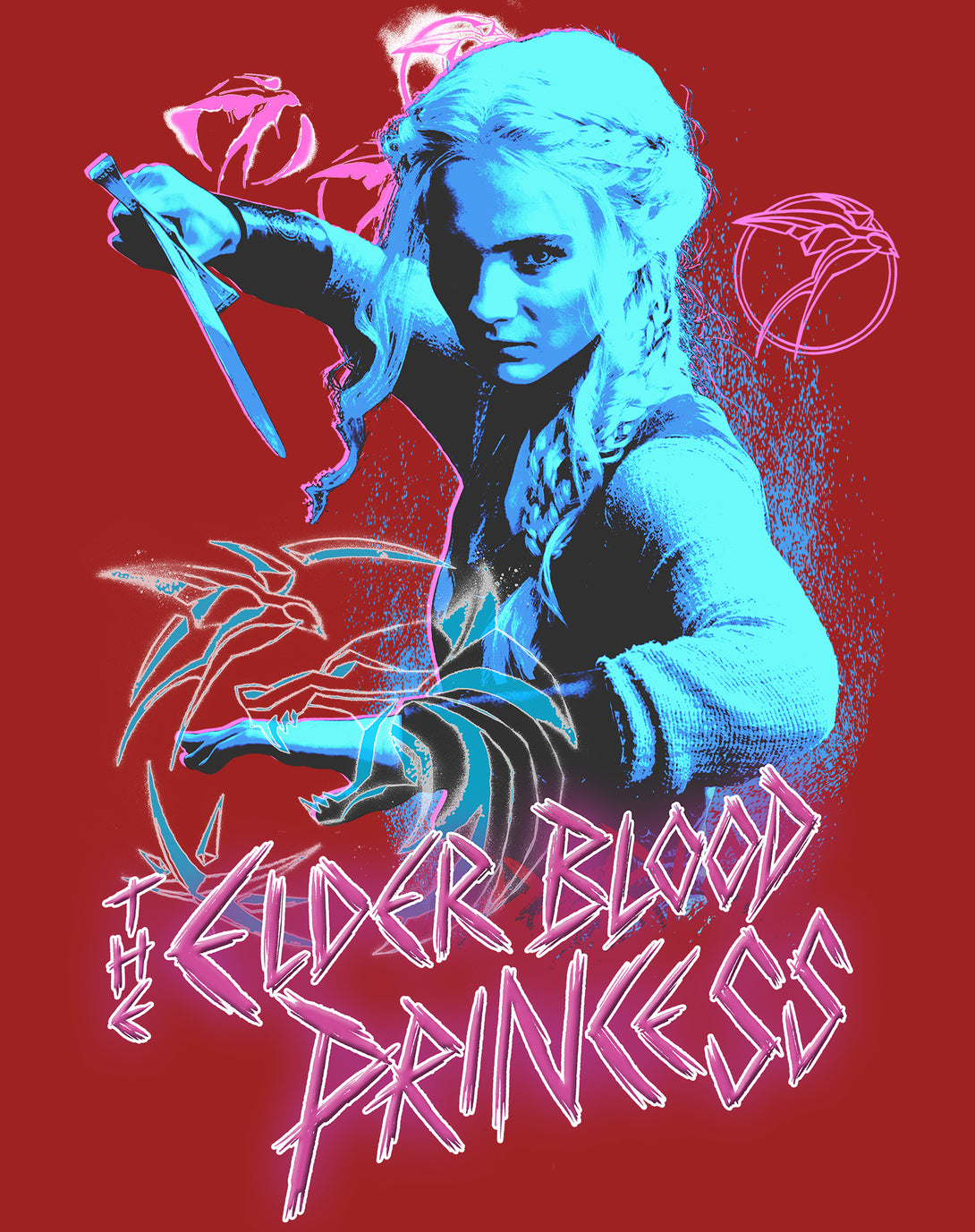 The Witcher Ciri Elder Blood Princess Official Women's T-Shirt Red - Urban Species Design Close Up