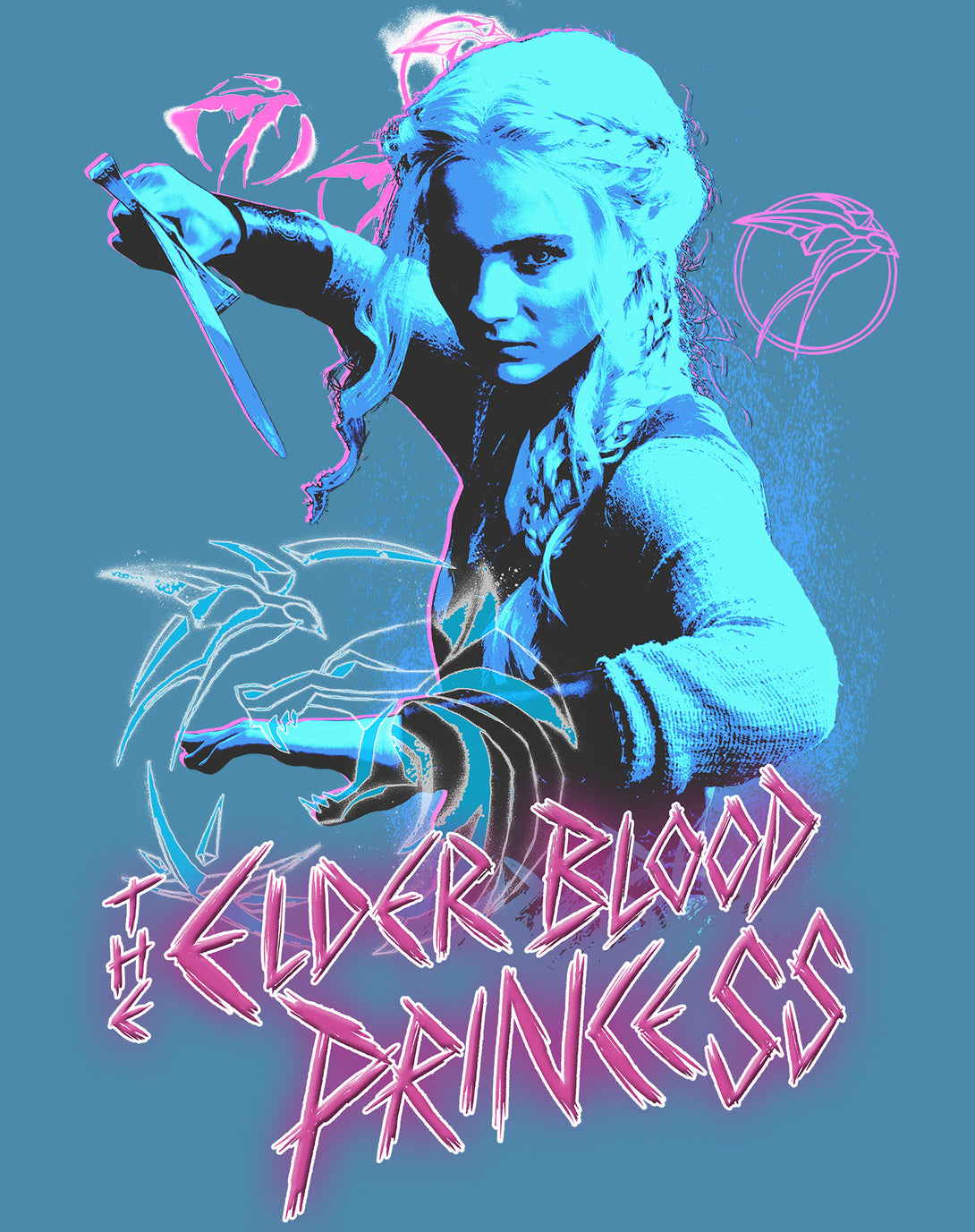 The Witcher Ciri Elder Blood Princess Official Women's T-Shirt Turquoise - Urban Species Design Close Up