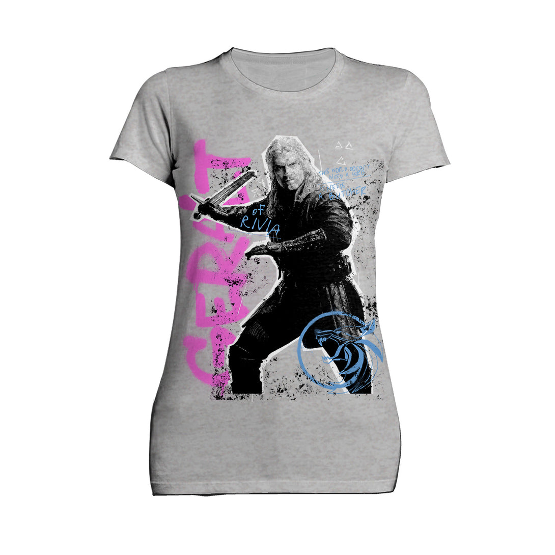 The Witcher Geralt Graffiti Slayer Official Women's T-Shirt Sports Grey - Urban Species