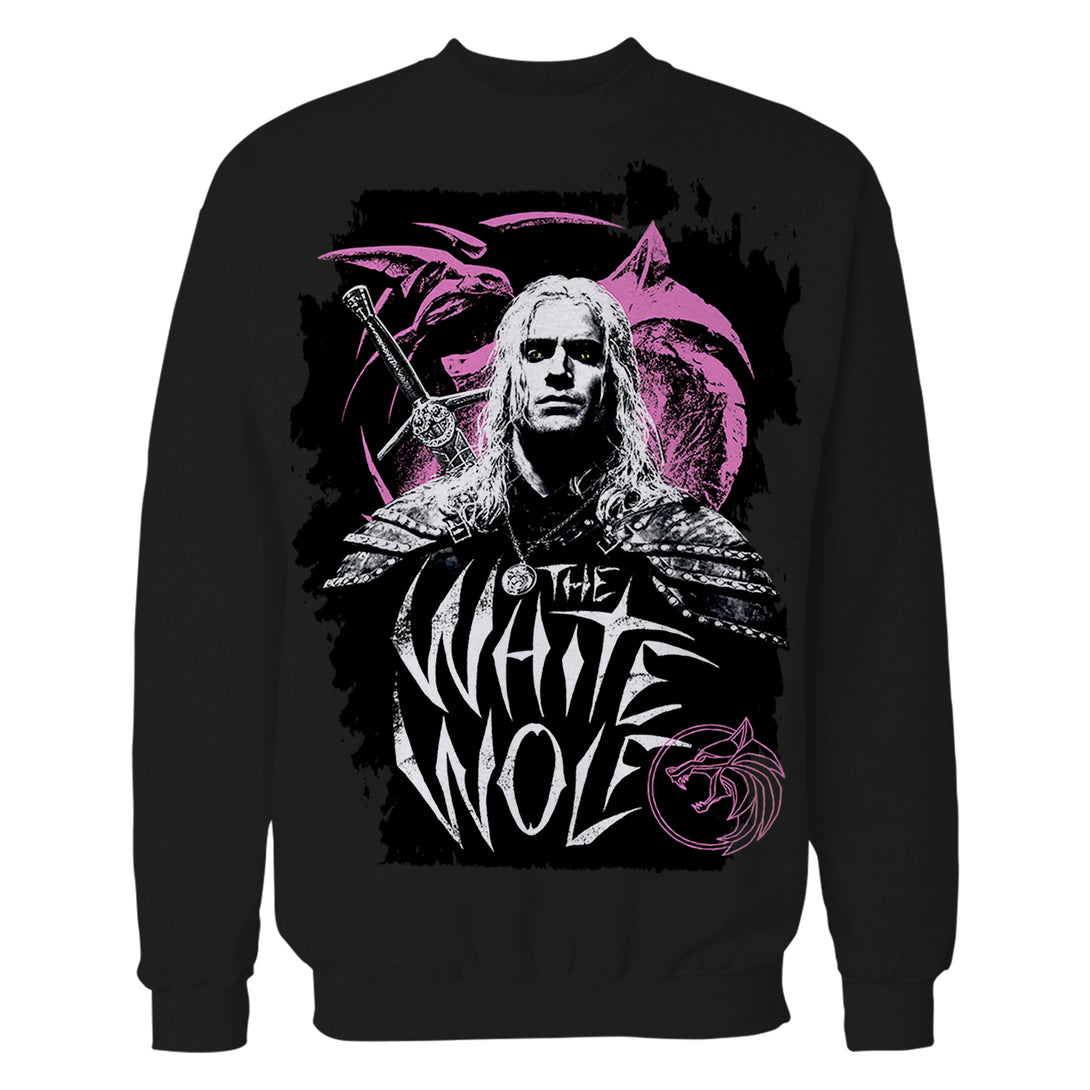 The Witcher Geralt Splash White Wolf Official Sweatshirt Black - Urban Species