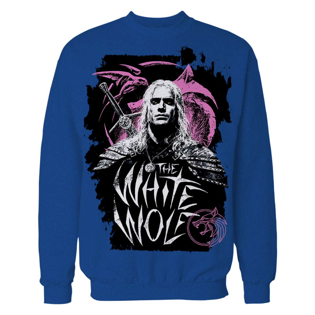 The Witcher Geralt Splash White Wolf Official Sweatshirt Blue - Urban Species