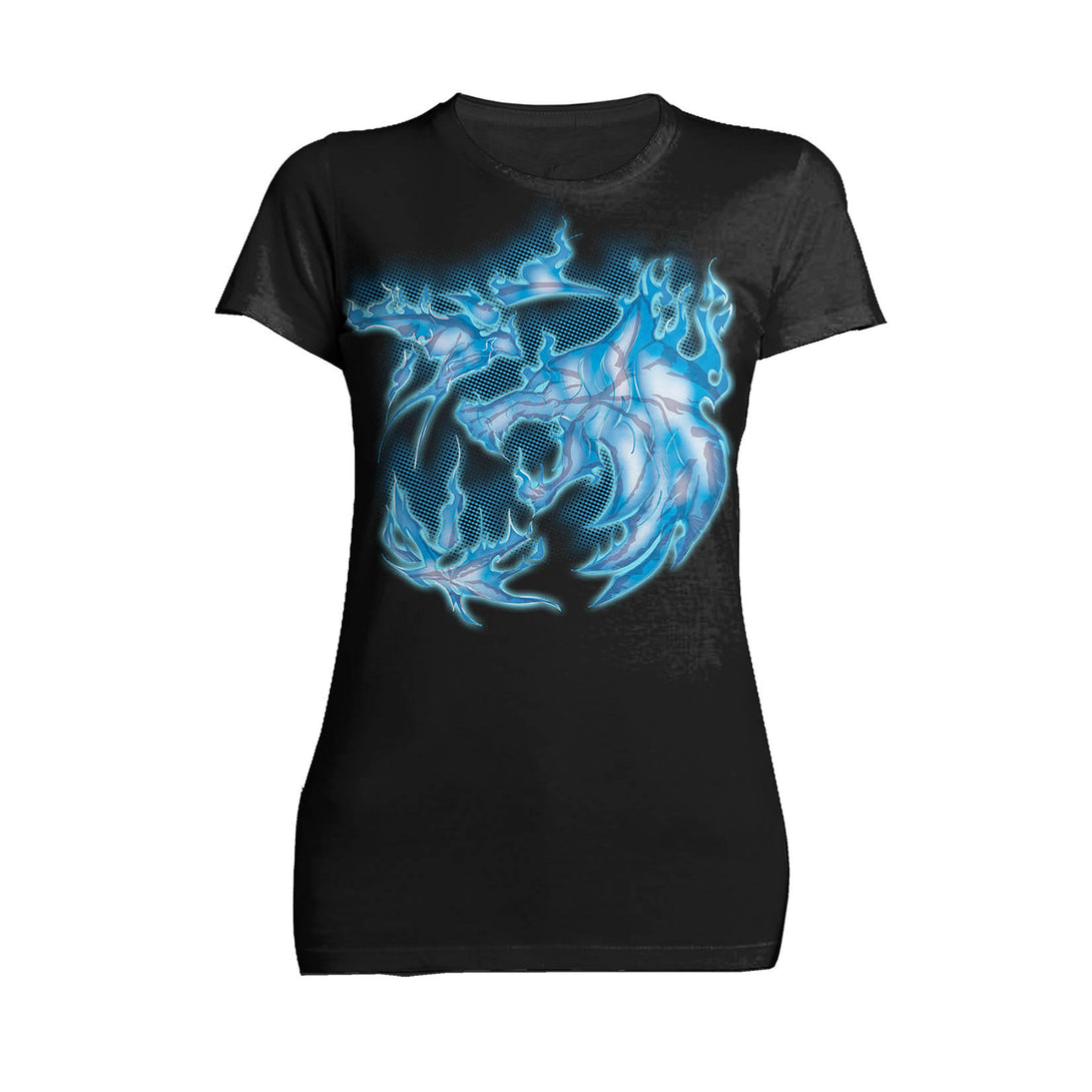 The Witcher Logo Blue Fire Ice Official Women's T-Shirt Black - Urban Species