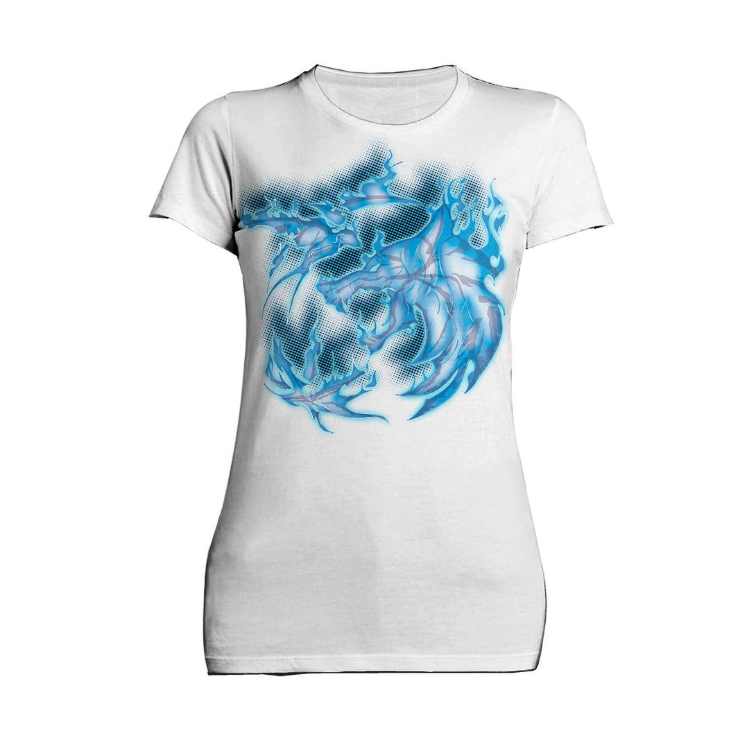 The Witcher Logo Blue Fire Ice Official Women's T-Shirt White - Urban Species