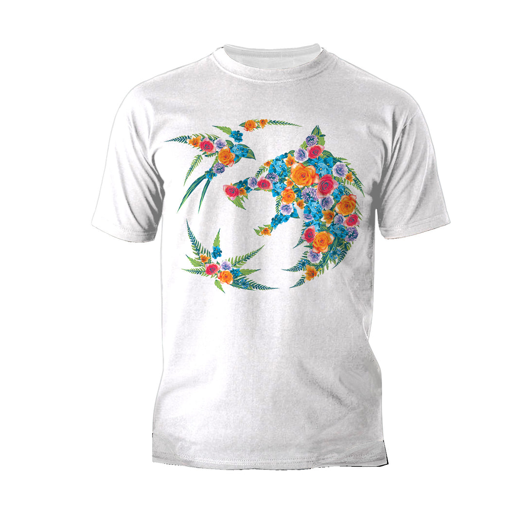 The Witcher Logo Collage Flowers Official Men's T-Shirt - Urban Species Mens Short Sleeved T-Shirt