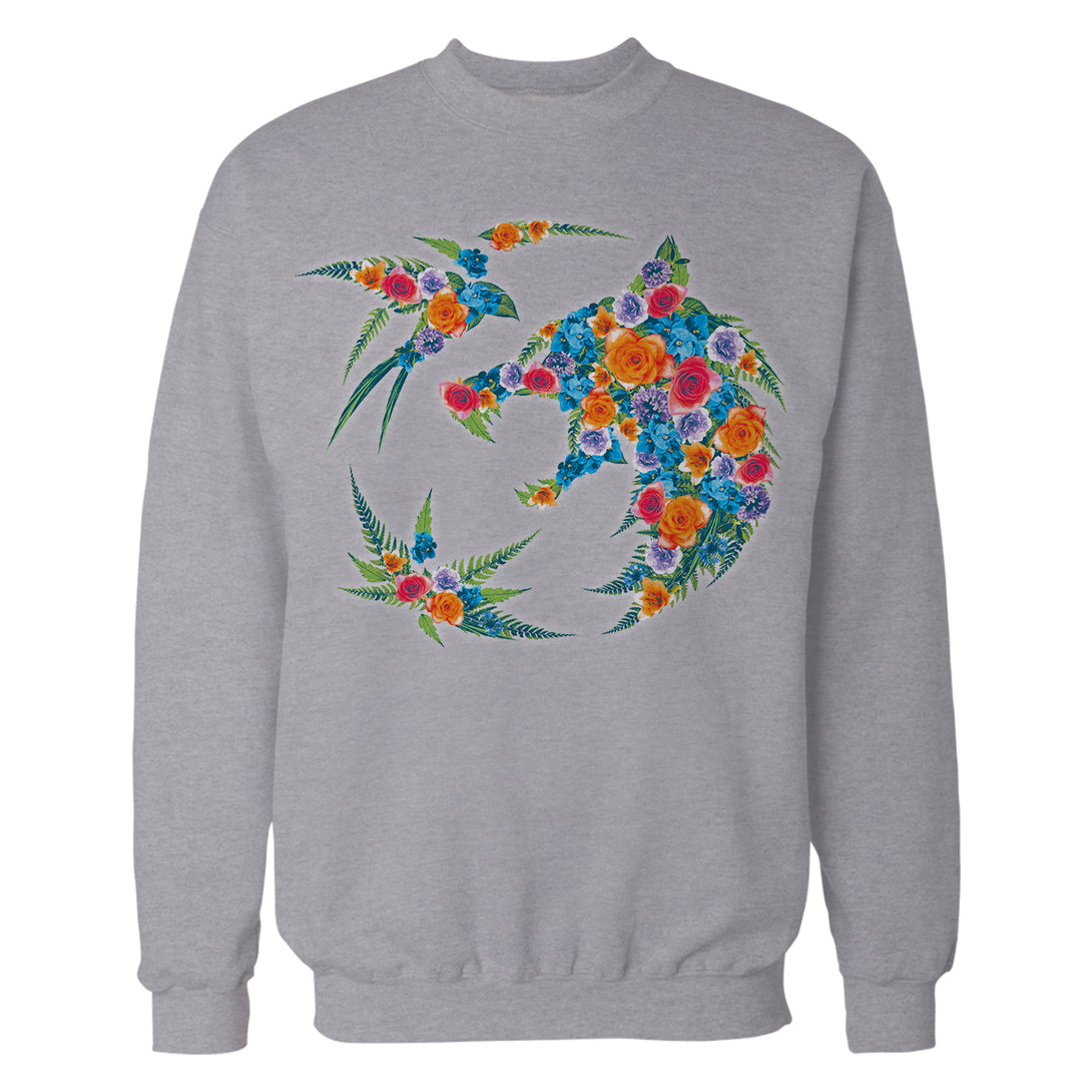 The Witcher Logo Collage Flowers Official Sweatshirt Sports Grey - Urban Species