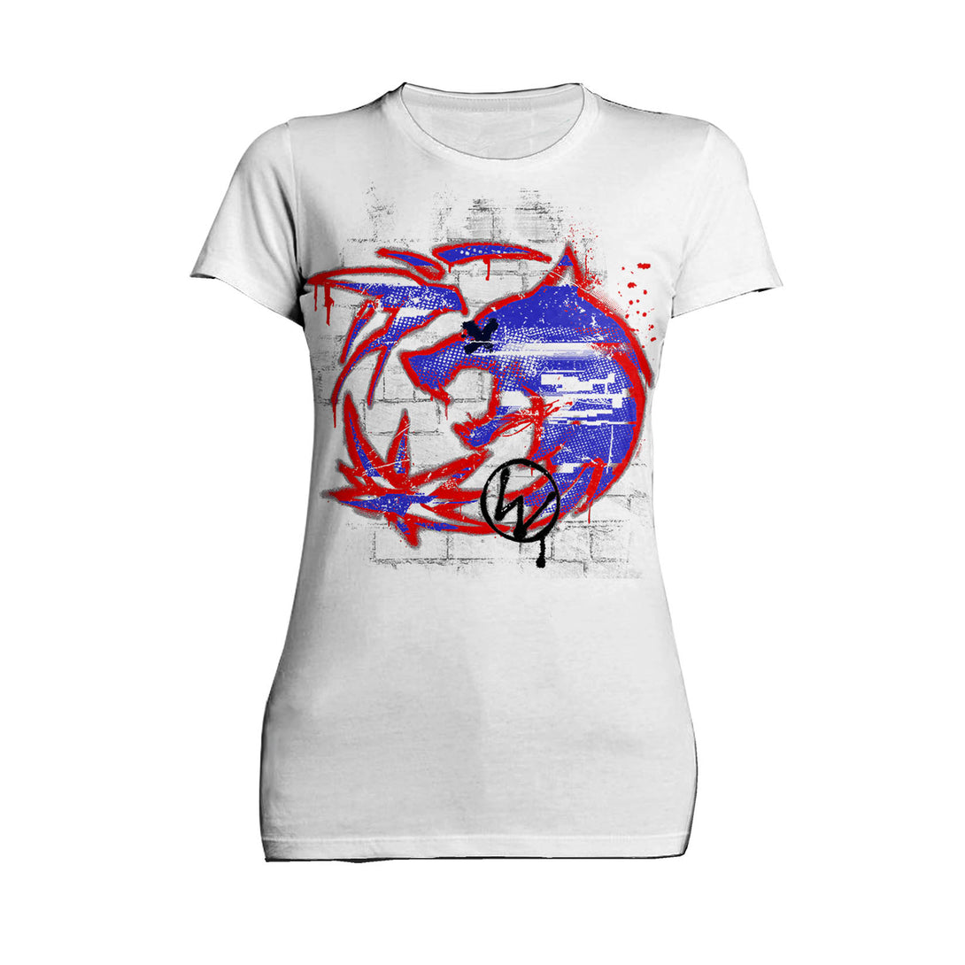 The Witcher Logo Graffiti Wall Women's T-Shirt White - Urban Species