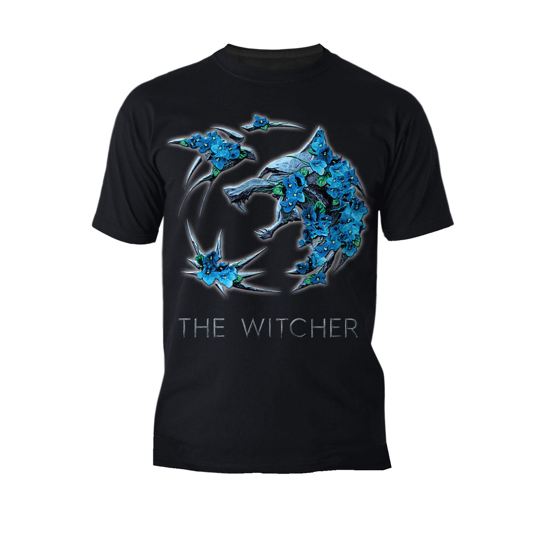 The Witcher Logo Metallic Flowers Official Men's T-Shirt Black - Urban Species