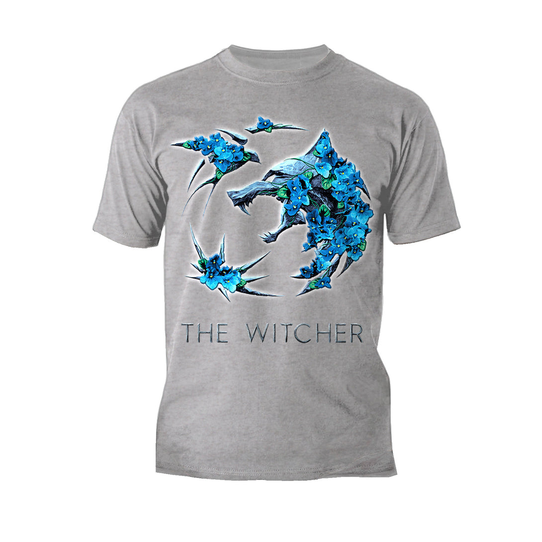 The Witcher Logo Metallic Flowers Official Men's T-Shirt Sports Grey 