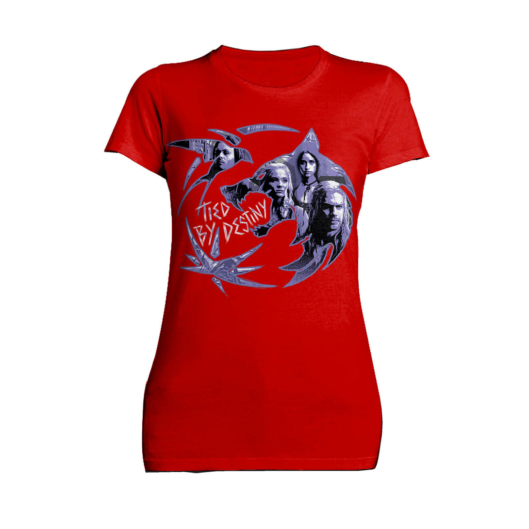 The Witcher Logo Stencil Destiny Women's T-Shirt Red - Urban Species