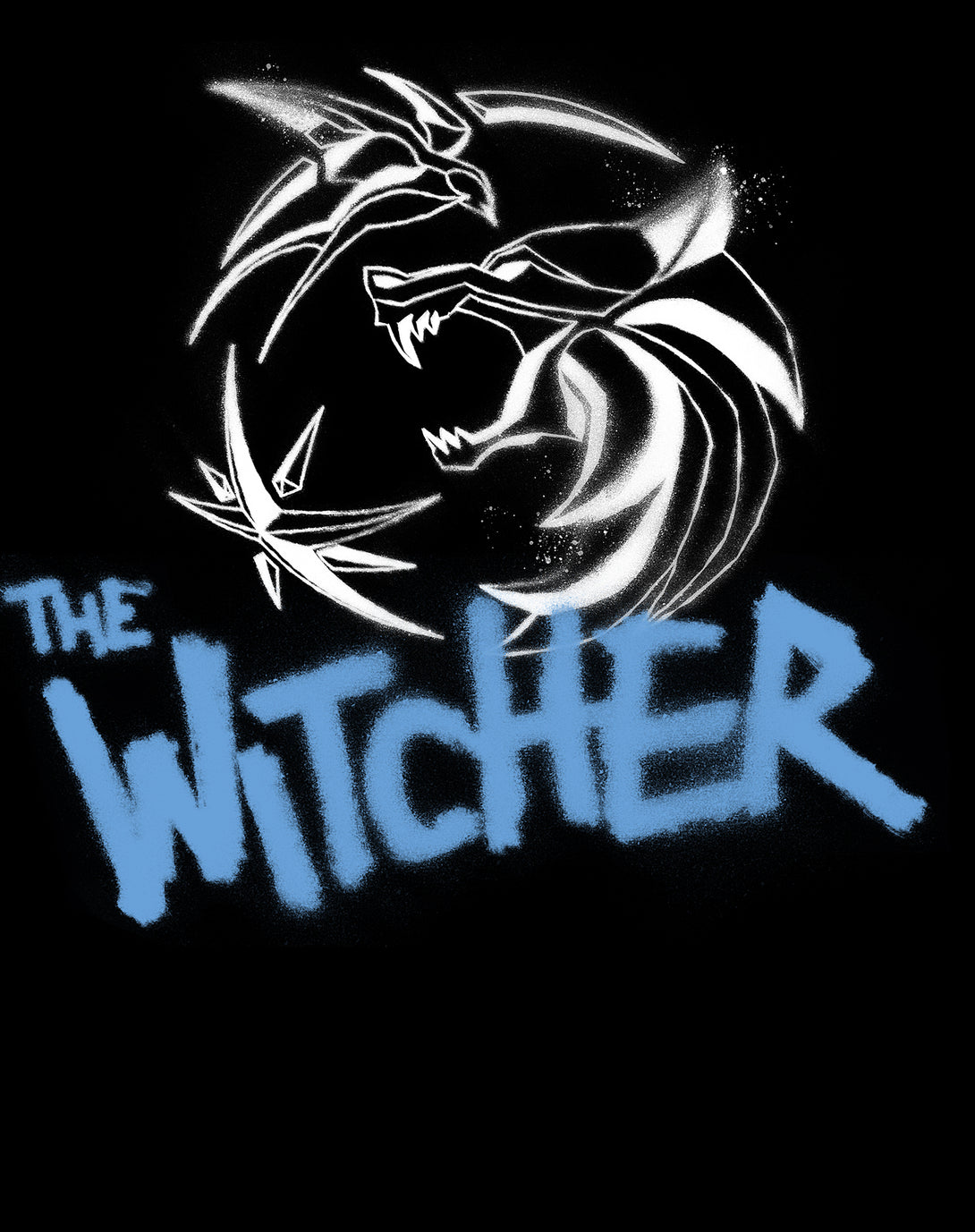 The Witcher Logo Stencil Slayer Official Women's T-Shirt Black - Urban Species Design Close Up
