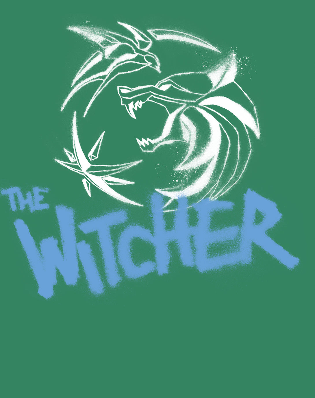 The Witcher Logo Stencil Slayer Official Women's T-Shirt Green - Urban Species Design Close Up
