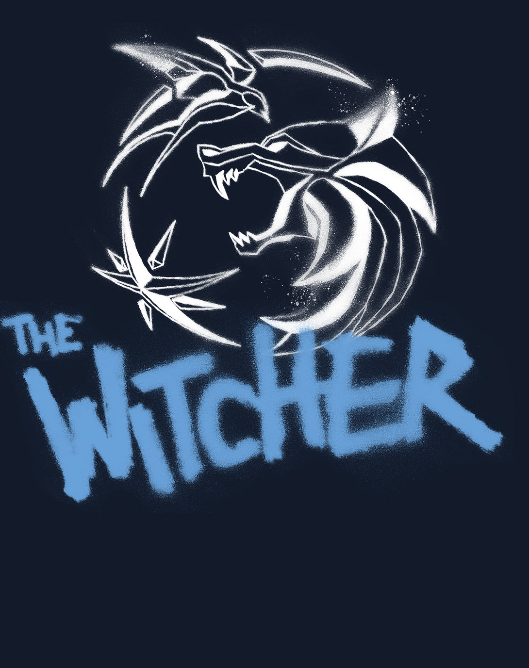 The Witcher Logo Stencil Slayer Official Women's T-Shirt Navy - Urban Species Design Close Up