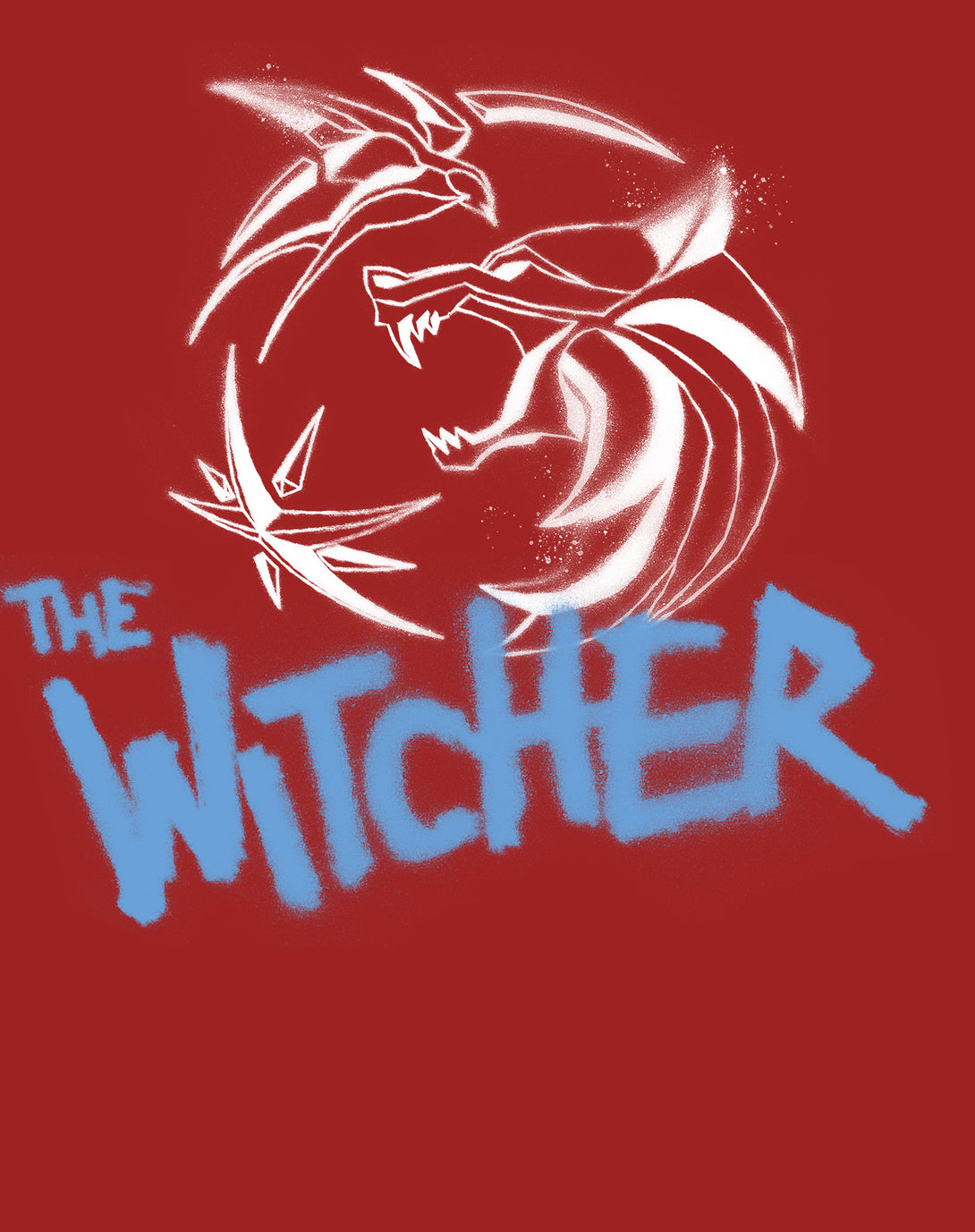 The Witcher Logo Stencil Slayer Official Sweatshirt Red - Urban Species Design Close Up