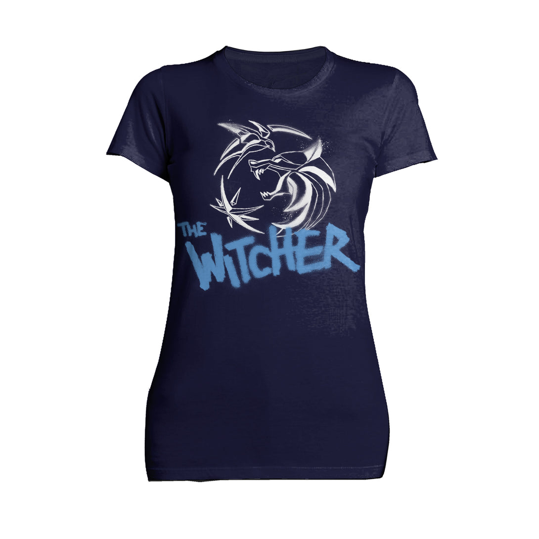 The Witcher Logo Stencil Slayer Official Women's T-Shirt Navy