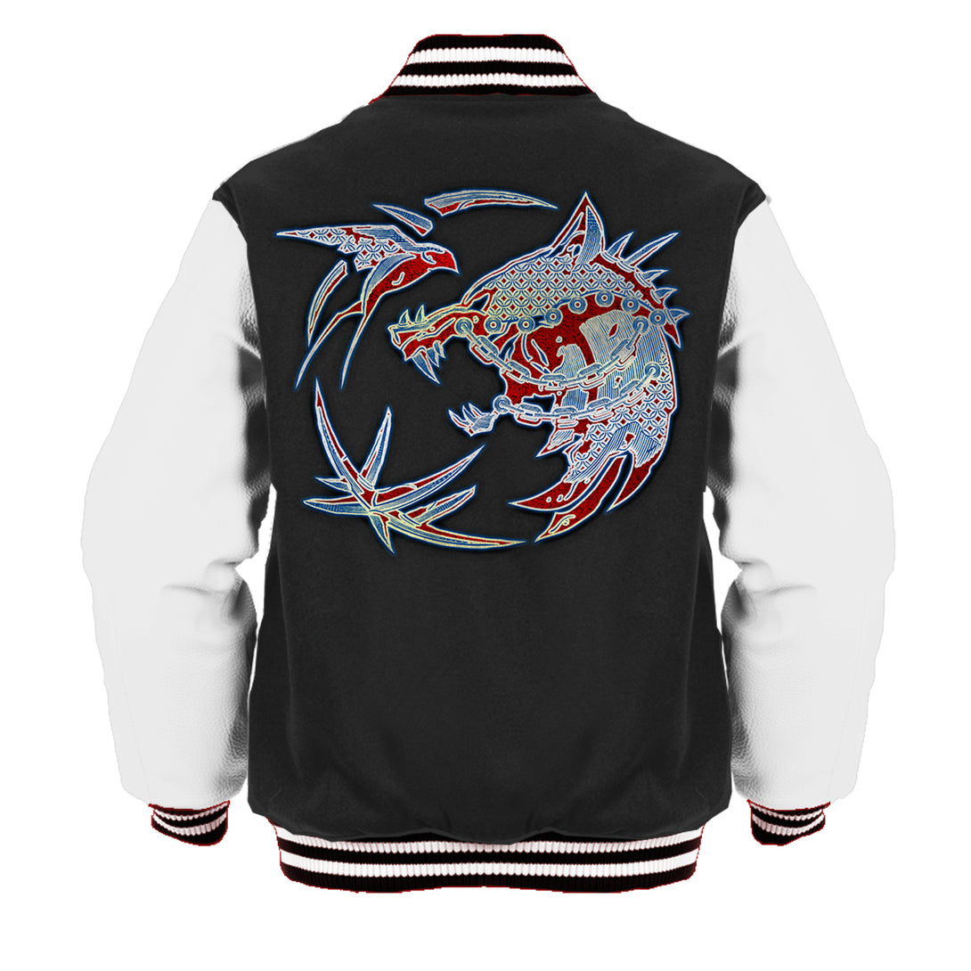 The Witcher Logo Tattoo Armour Official Varsity Jacket Black - Urban Species