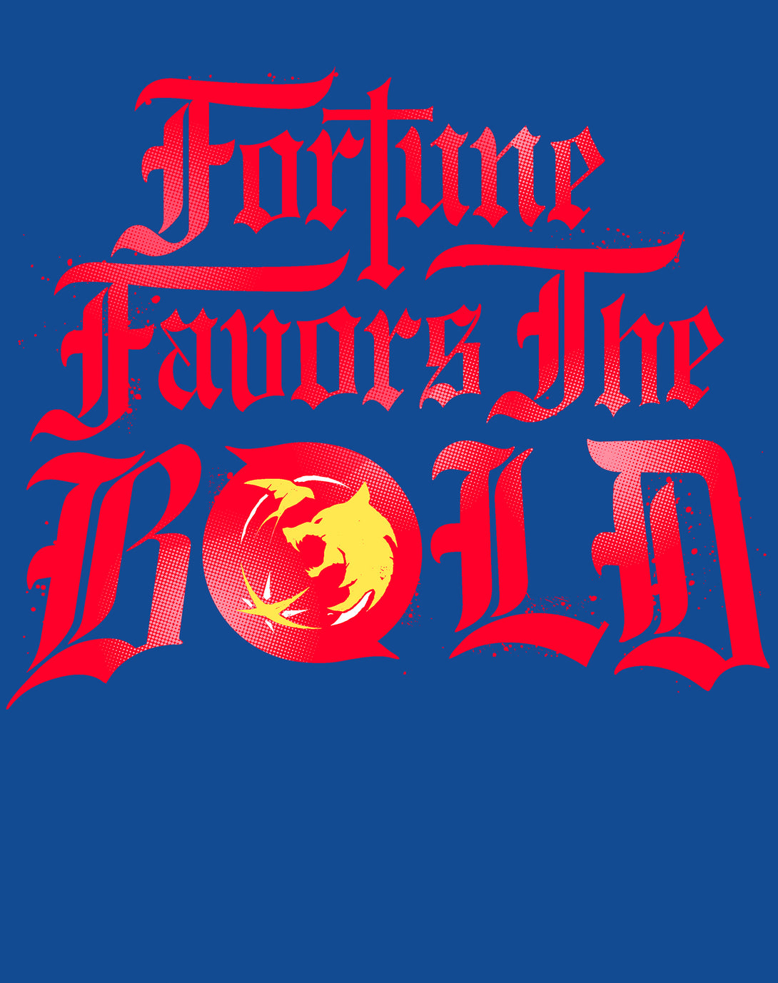 The Witcher Meme Fortune Favors Bold Official Men's T-Shirt Blue - Urban Species Design Close Up