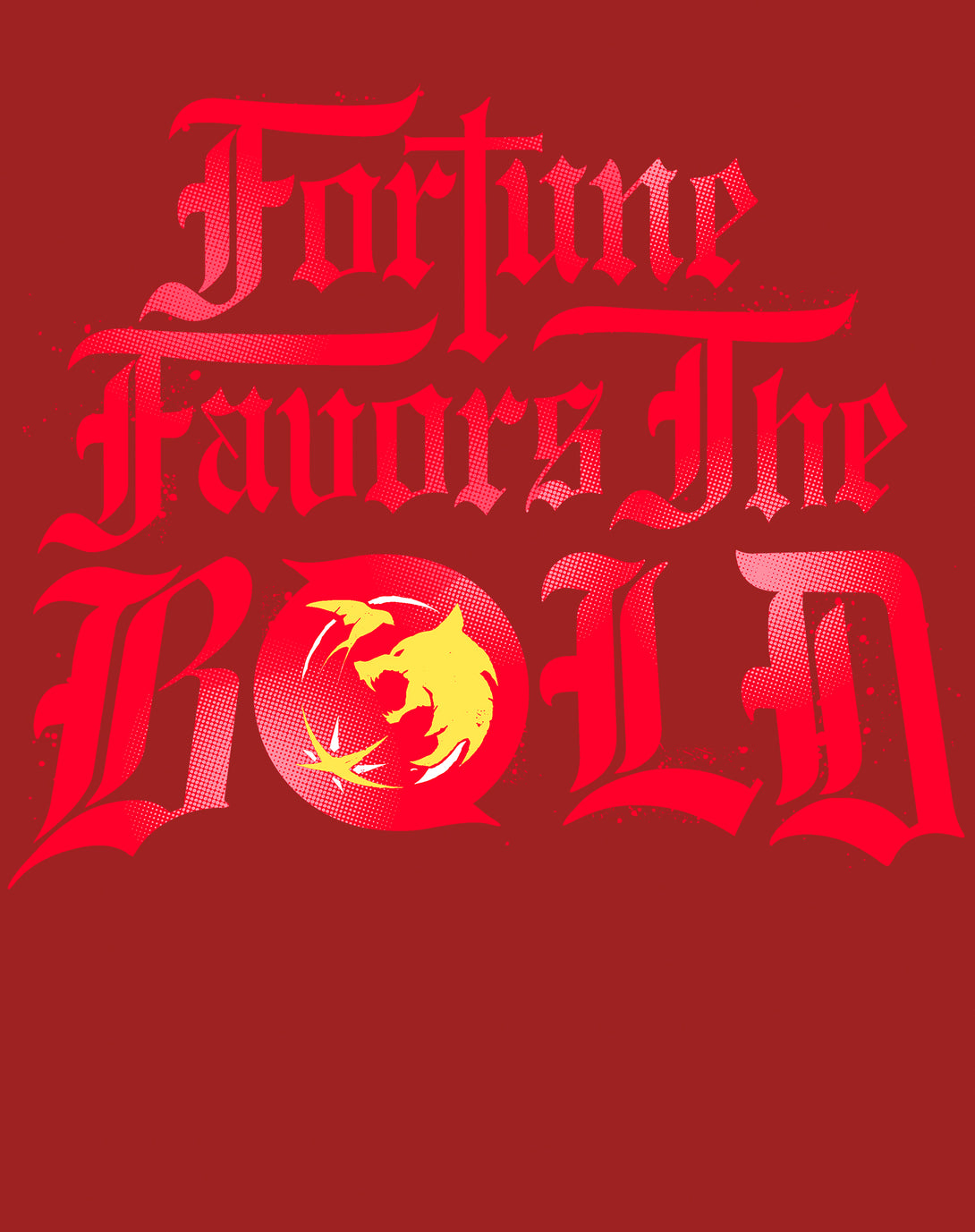 The Witcher Meme Fortune Favors Bold Official Men's T-Shirt Red - Urban Species Design Close Up