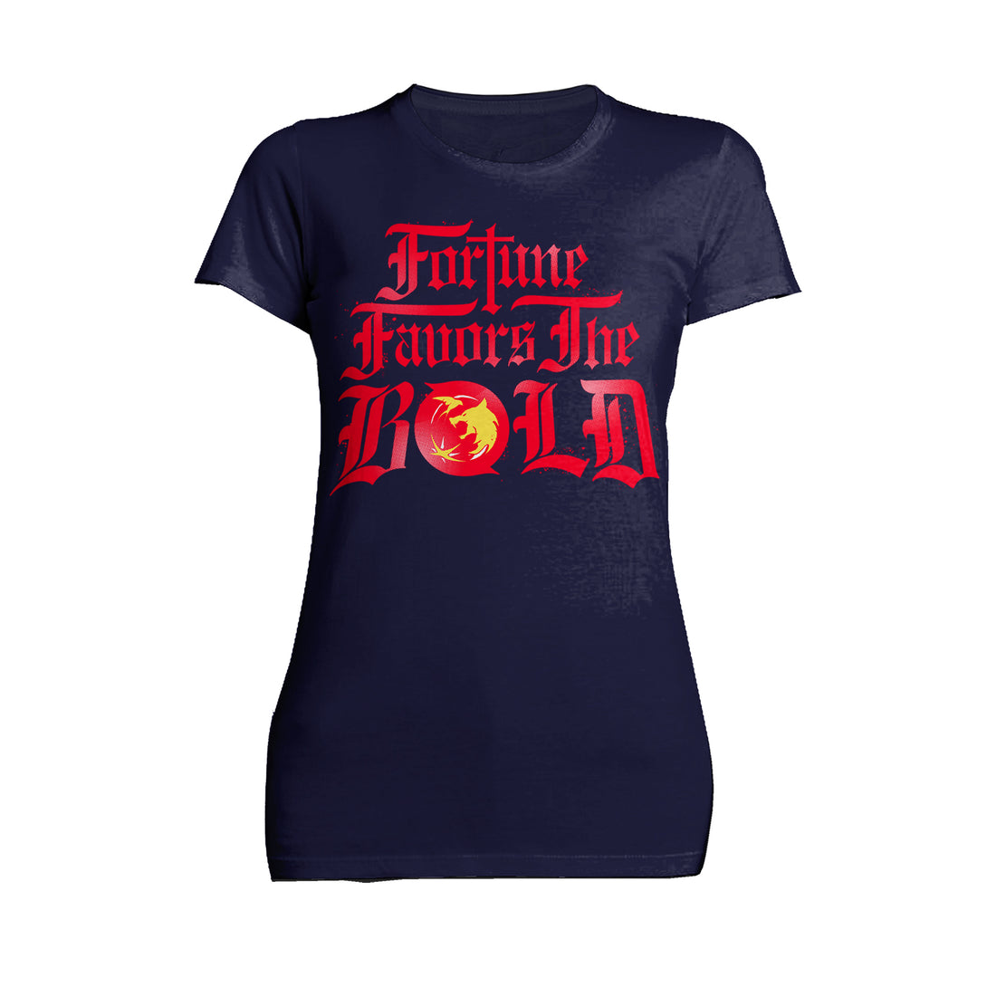 The Witcher Meme Fortune Favors Bold Official Women's T-Shirt Navy - Urban Species