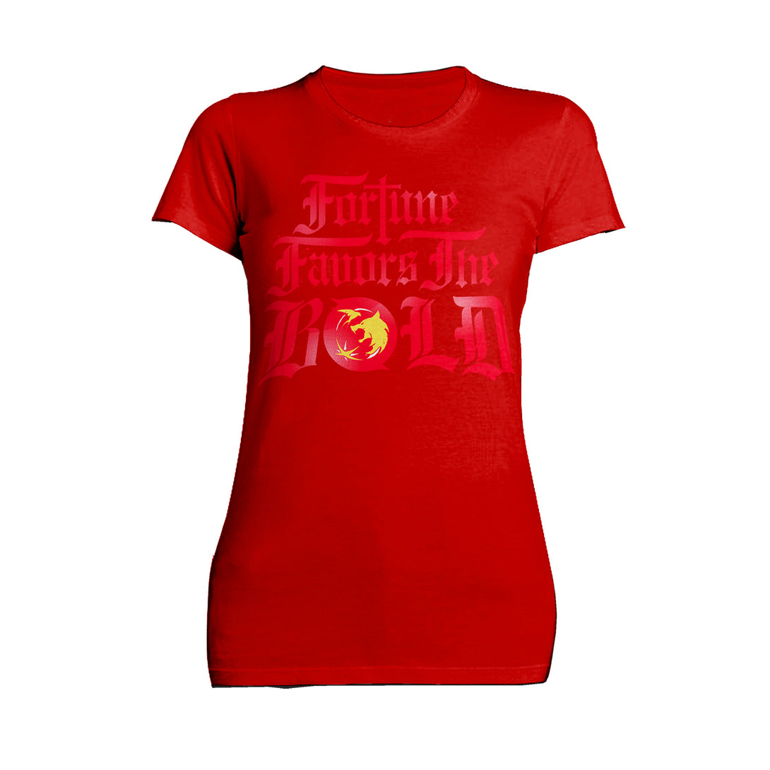 The Witcher Meme Fortune Favors Bold Official Women's T-Shirt Red - Urban Species 