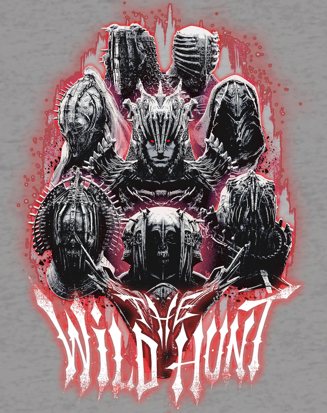 The Witcher Wild Hunt Riders Headshot Official Men's T-Shirt Sports Grey - Urban Species Design Close Up