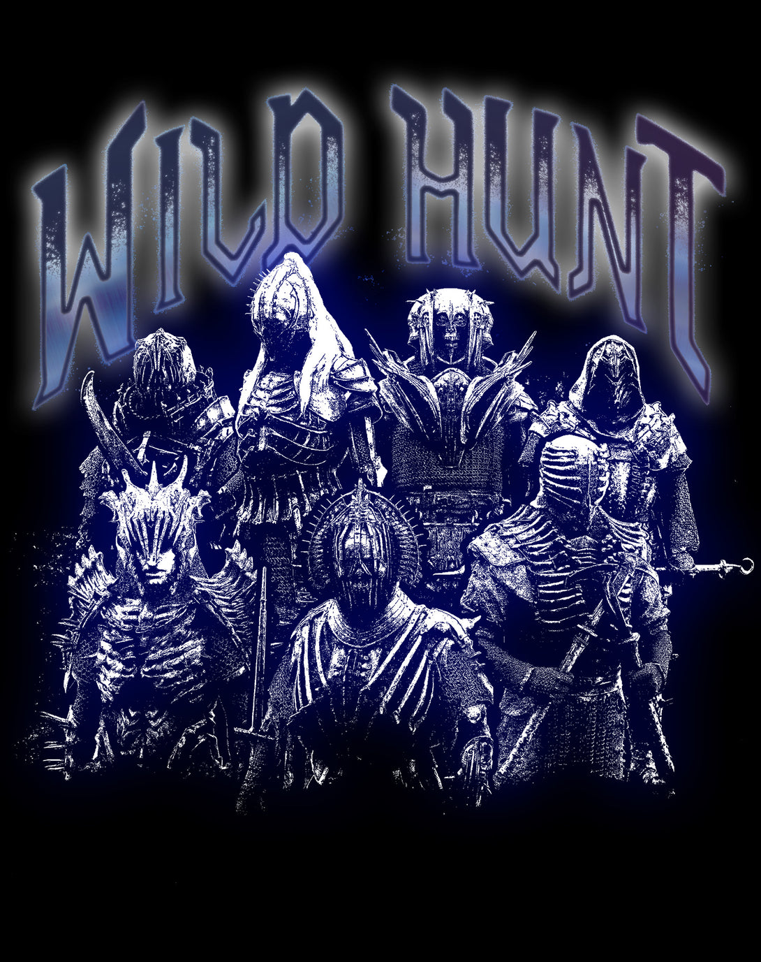 The Witcher Wild Hunt Spectral Riders Official Men's T-Shirt Black - Urban Species Design Close Up