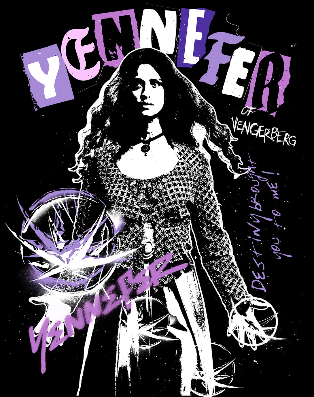 The Witcher Yennefer Punk Vengerberg Official Women's T-Shirt Black - Urban Species Design Close Up