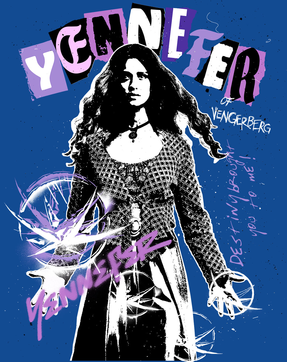 The Witcher Yennefer Punk Vengerberg Official Men's T-Shirt Blue - Urban Species Design Close Up