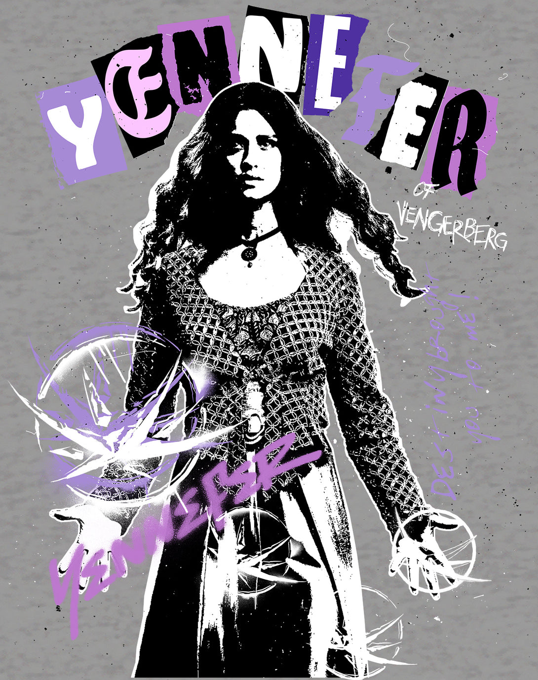 The Witcher Yennefer Punk Vengerberg Official Men's T-Shirt Sports Grey - Urban Species Design Close Up