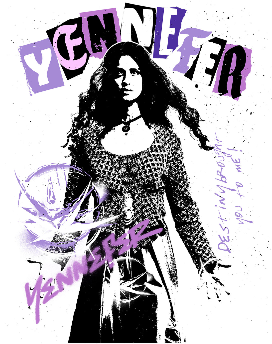 The Witcher Yennefer Punk Vengerberg Official Men's T-Shirt White - Urban Species Design Close Up