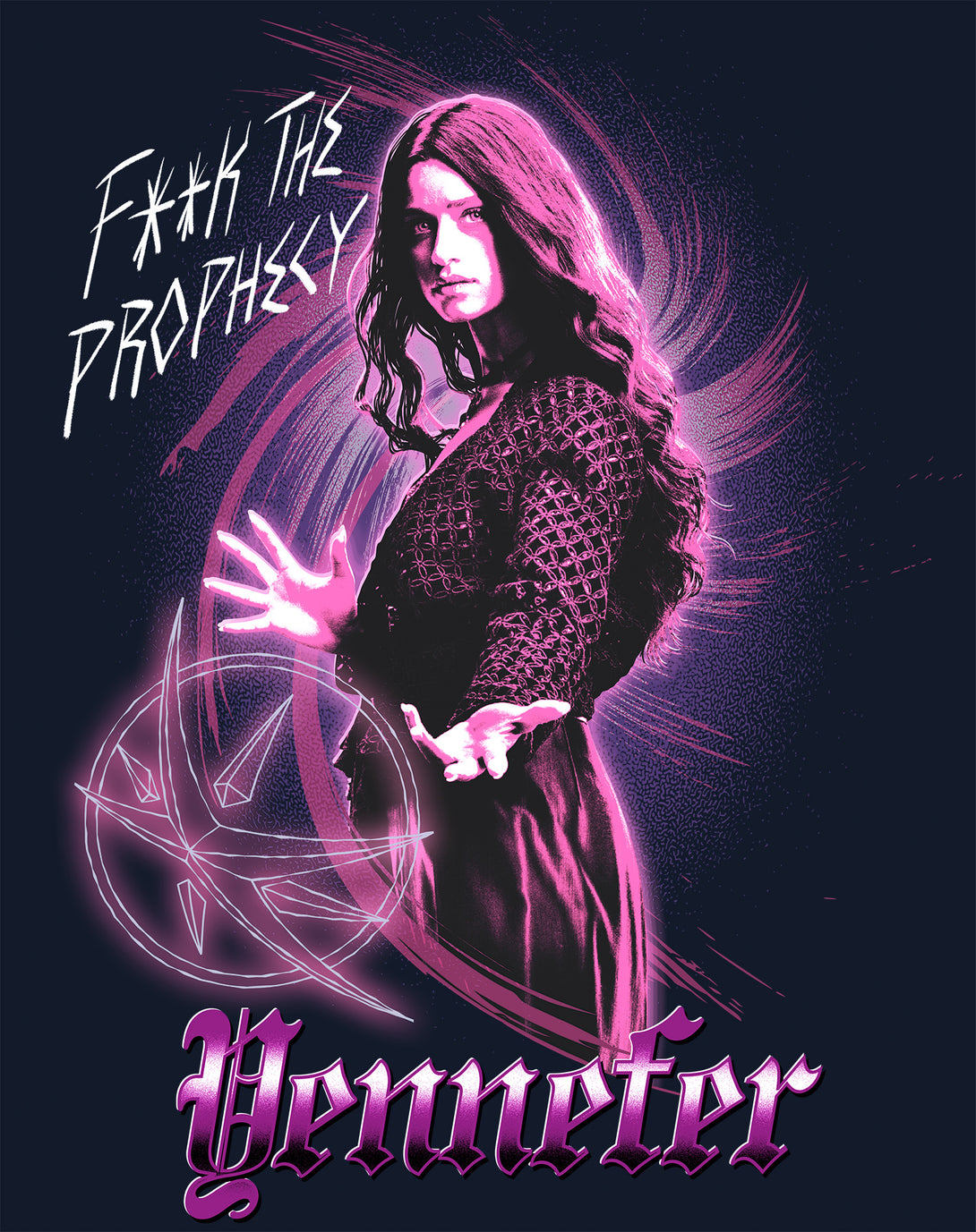 The Witcher Yennefer Splash Prophecy Official Women's T-Shirt Navy - Urban Species Design Close Up