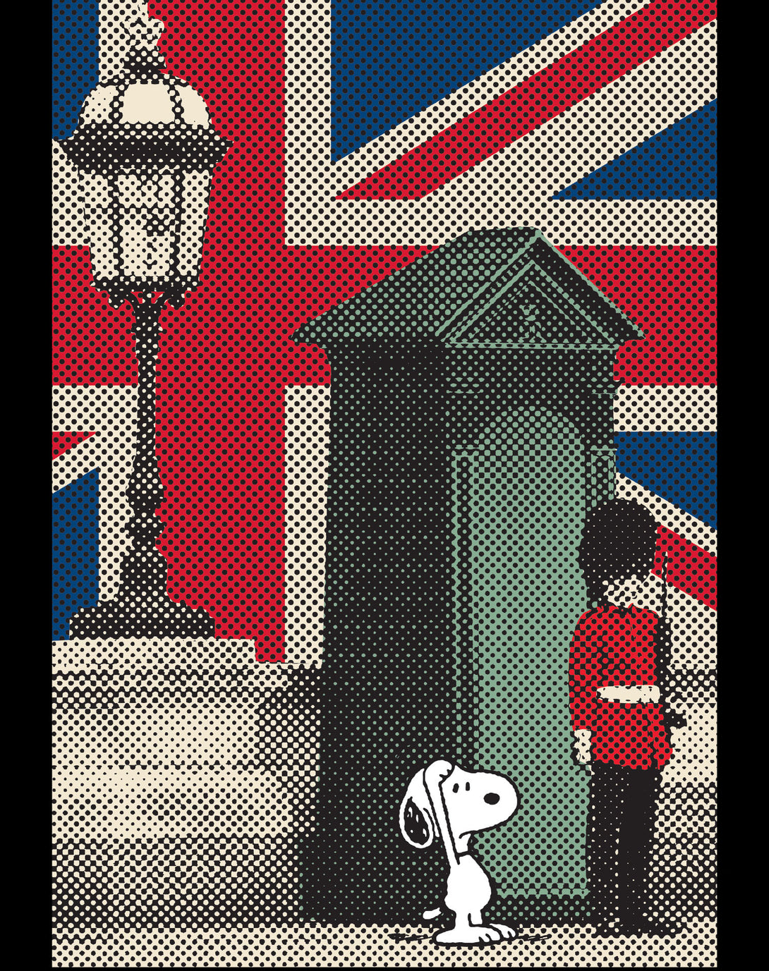 Peanuts Snoopy Remix UK Beefeater Official Kid's T-Shirt Black - Urban Species Design Close Up