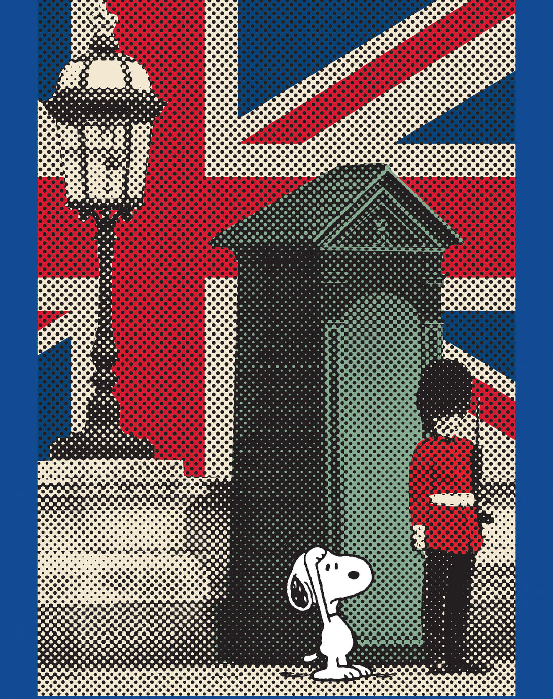Peanuts Snoopy Remix UK Beefeater Official Kid's T-Shirt Blue - Urban Species Design Close Up